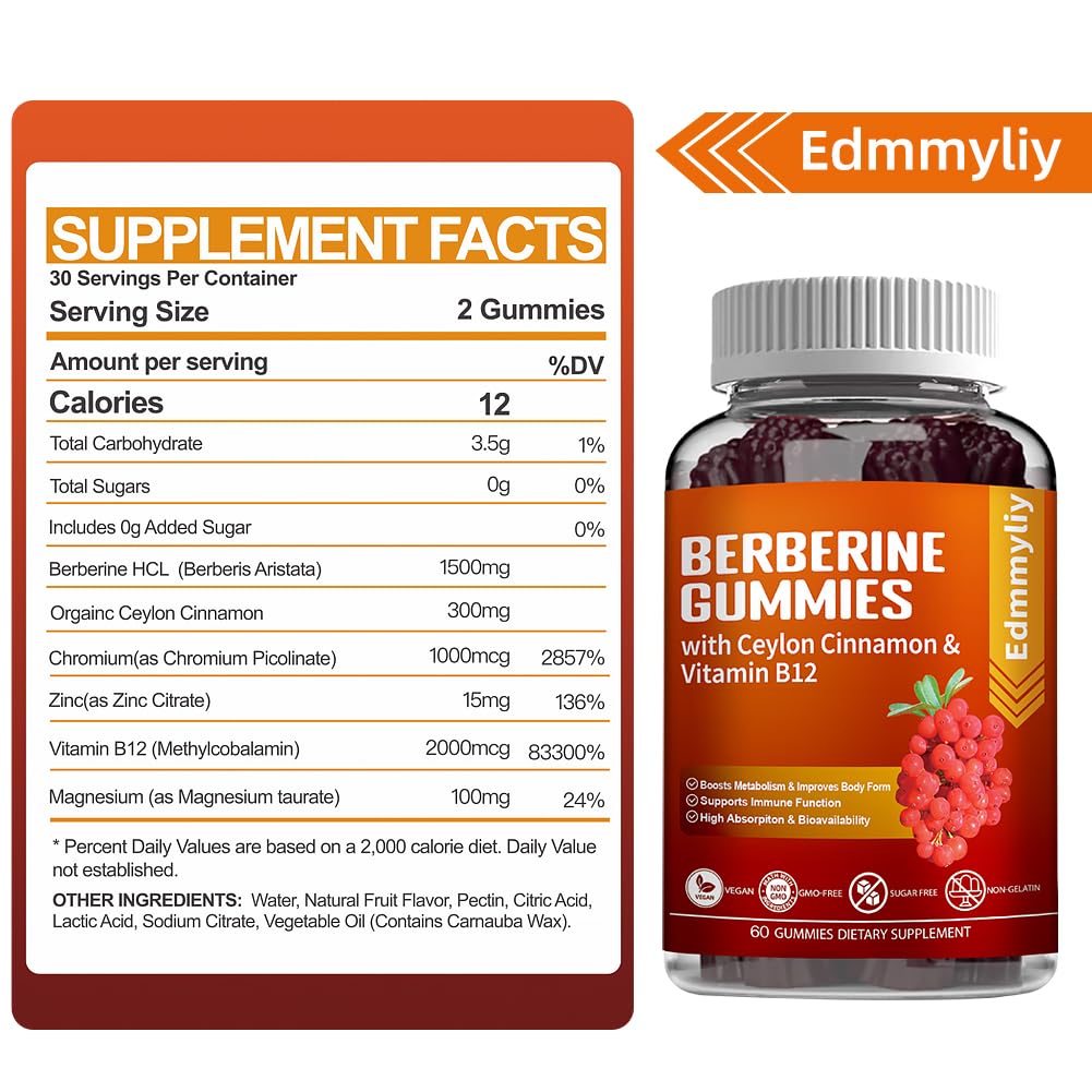 Berberine Gummies 1600mg with Ceylon Cinnamon Sugar Free High Potency Berberine Edmmyliy Au supplements