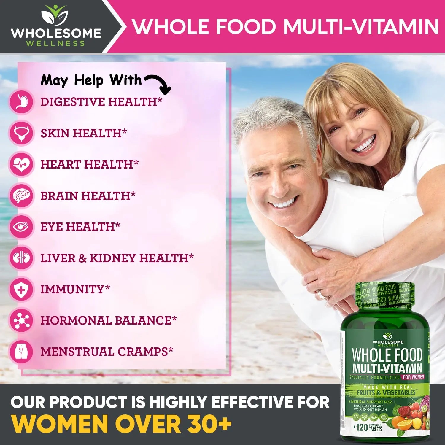 Wholesome Wellness Whole Food Multivitamin for Women - Natural Multi Vitamins, Minerals, Organic Extracts - 120 Tablets Wholesome Wellness Au supplements