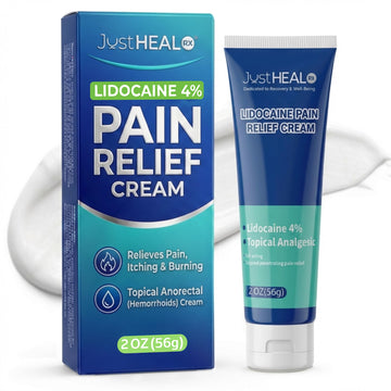 JustHeal RX Lidocaine Cream for Hemorrhoids | 2 OZ Tube – Fast-Acting 4% Lidocaine Numbing Cream & Topical Analgesic Cream for Anorectal Itch Relief | OTC Lidocaine Cream Maximum Strength JustHeal RX Au supplements