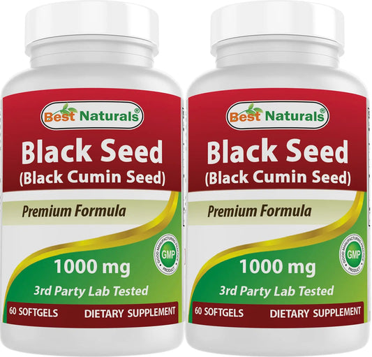 Best Naturals 2 Packs Black Seed Oil Capsules 1000 mg (Non-GMO) Nigella Sativa Best NaturalsAU supplements
