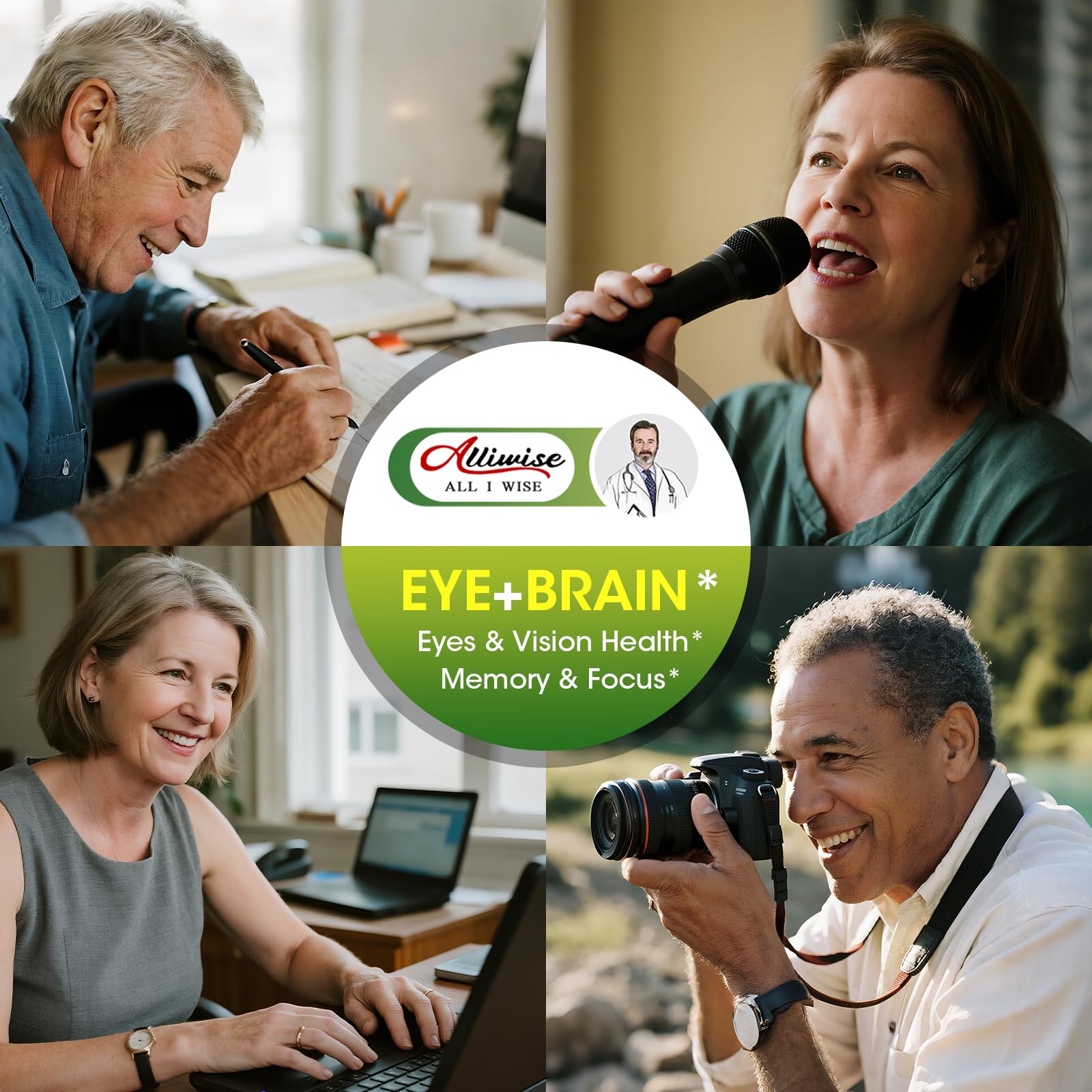 Eye + Brain Supplements for Memory and Focus, Lutein 40mg, Zeaxanthin, Astaxanthin, Bilberry, Lion’s Mane, Bacopa Monnieri, Ginkgo Biloba, 14 in 1 Eye Vitamins for Adults & Seniors 120 Capsules Alliwise Au supplements