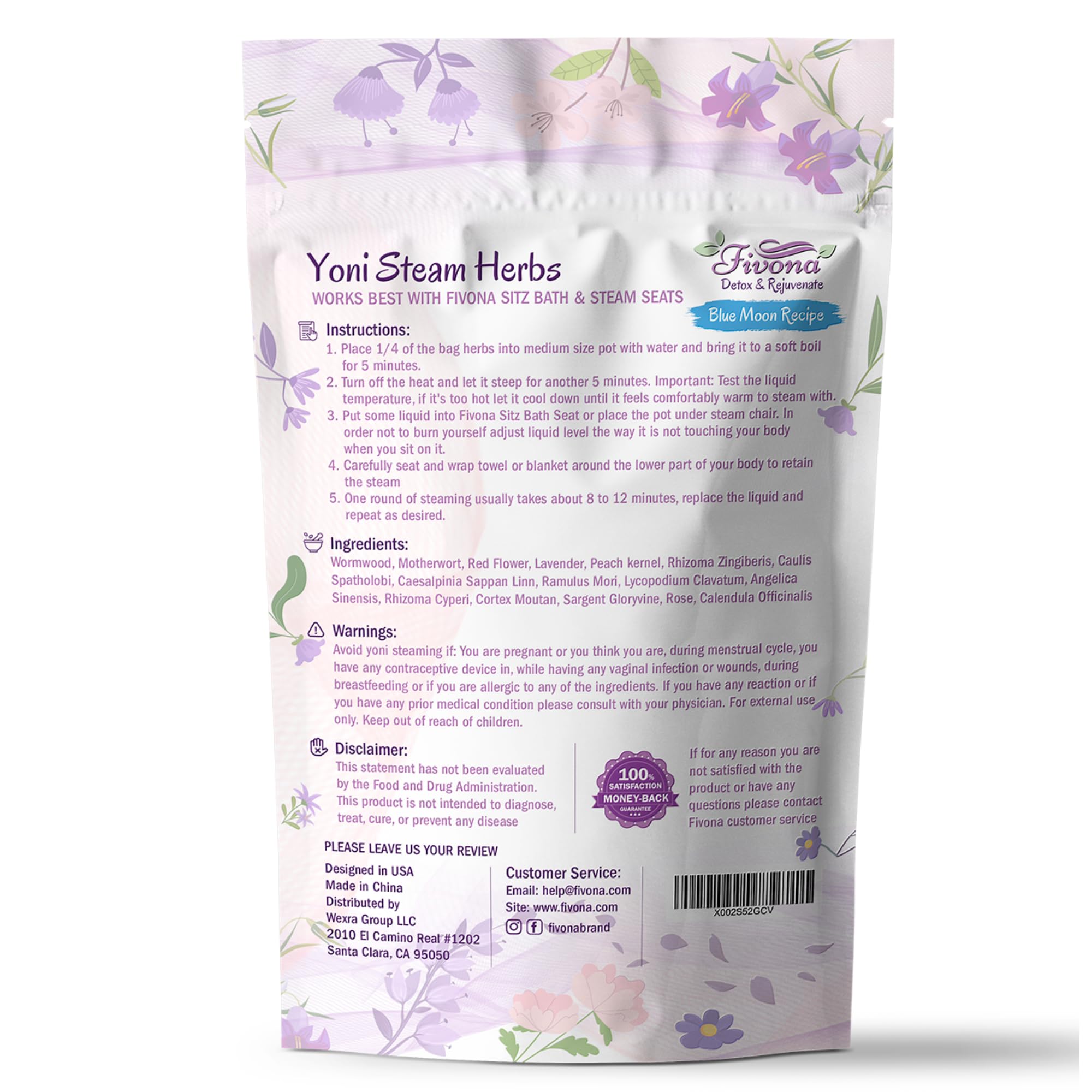 FIVONA Yoni Steaming Herbs - For Feminine Use And Rituals - V-Detox, Cleanse, Wash, Odor Control FIVONA Au supplements
