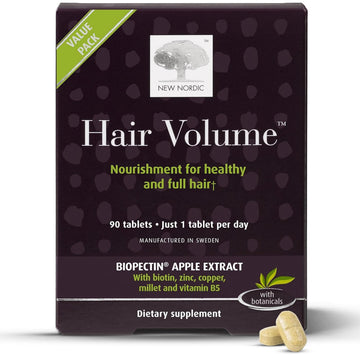 NEW NORDIC Hair Volume Tablets, 3000 mcg Biotin & Biopectin Apple Extract, Hair Vitamins to Support Natural Hair Growth, 90 Count (Pack of 1) NEW NORDIC Au supplements