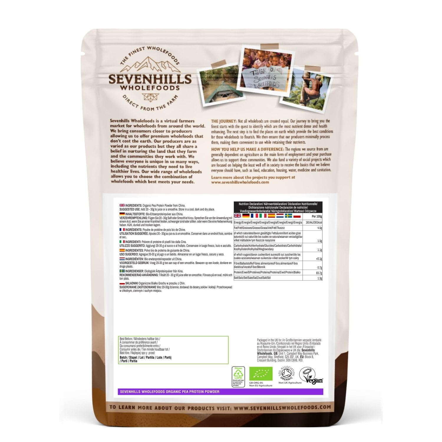Sevenhills Wholefoods Organic Pea Protein Powder 1kg Sevenhills Wholefoods Au supplements