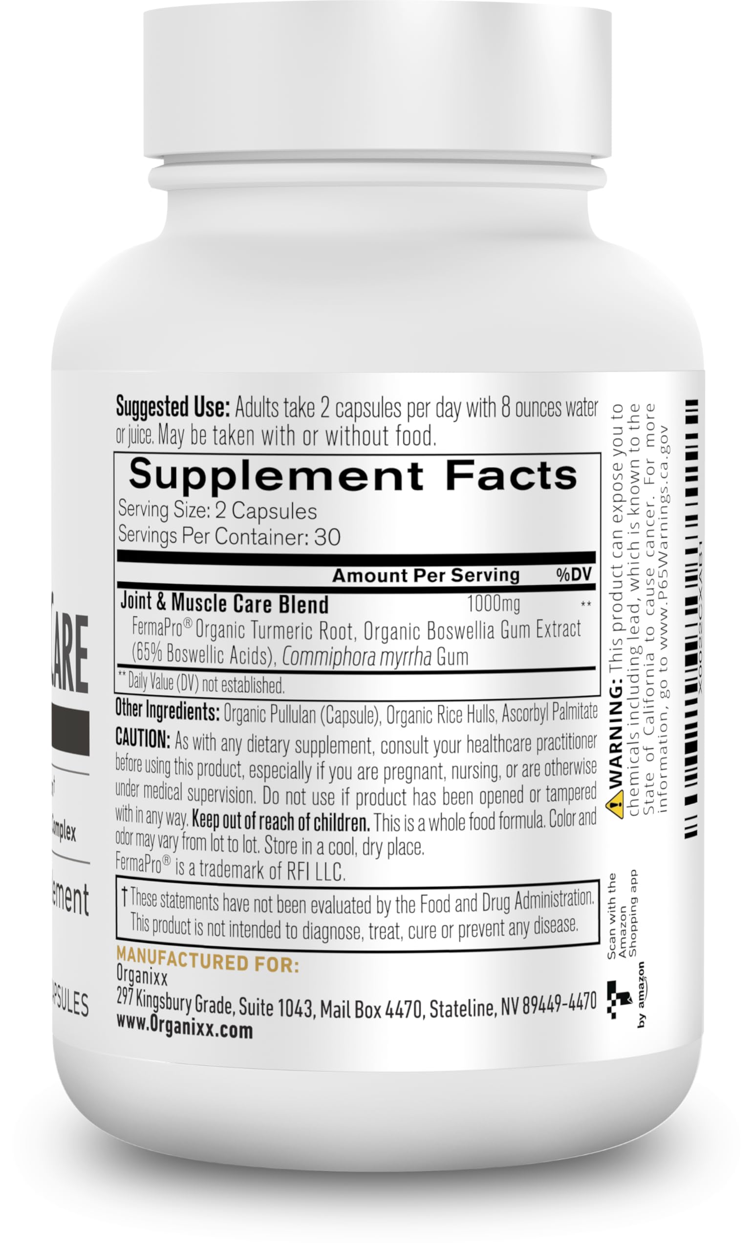 Organixx Joint & Muscle Care Organic Turmeric Supplement, 3-in-1 Frankincense, Turmeric and Myrrh Joint Health & Joint Support Supplement Body Care Capsules, Supports Swelling, Tension, 60 Capsules Organixx Au supplements