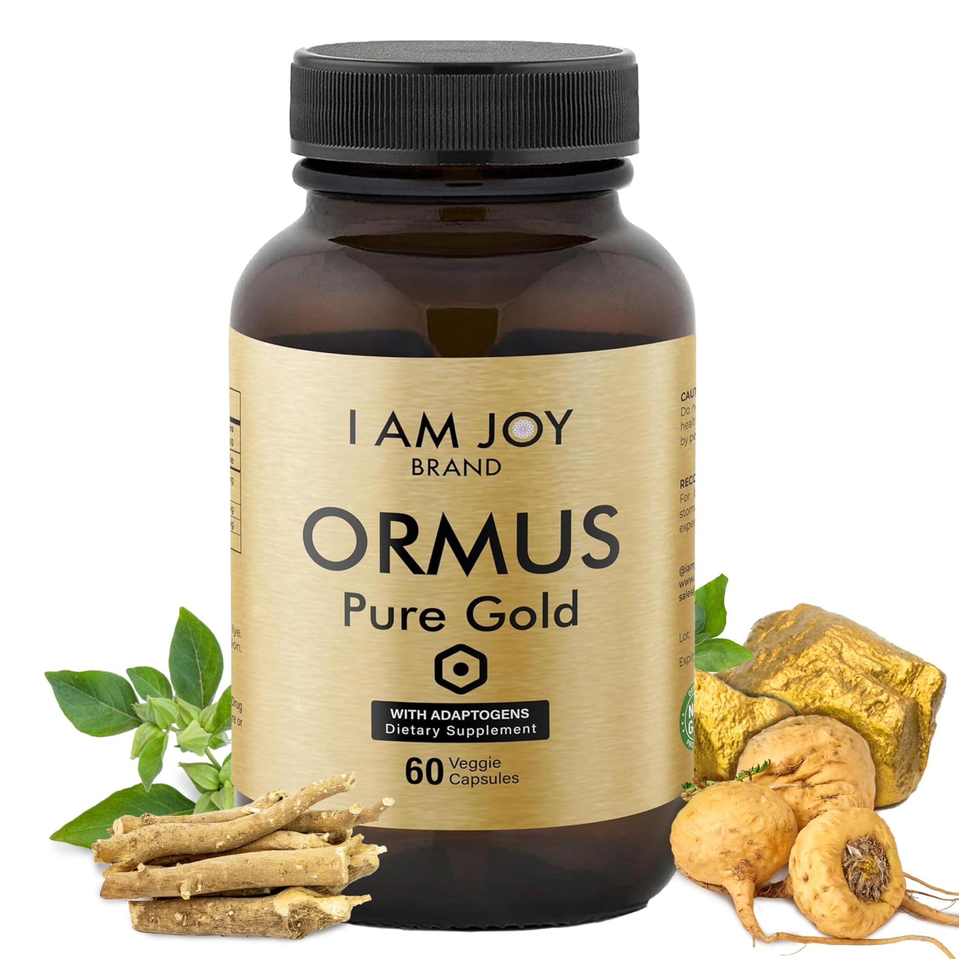 I Am Joy co. Ormus Gold Capsules Monoatomic Elements with Adaptogens Maca and Ashwaganda | May Help Balance Mood, Decalcify Pineal Gland, Repair DNA, Enhance Relaxation - 60 Vegan Capsules I Am Joy co. Au supplements