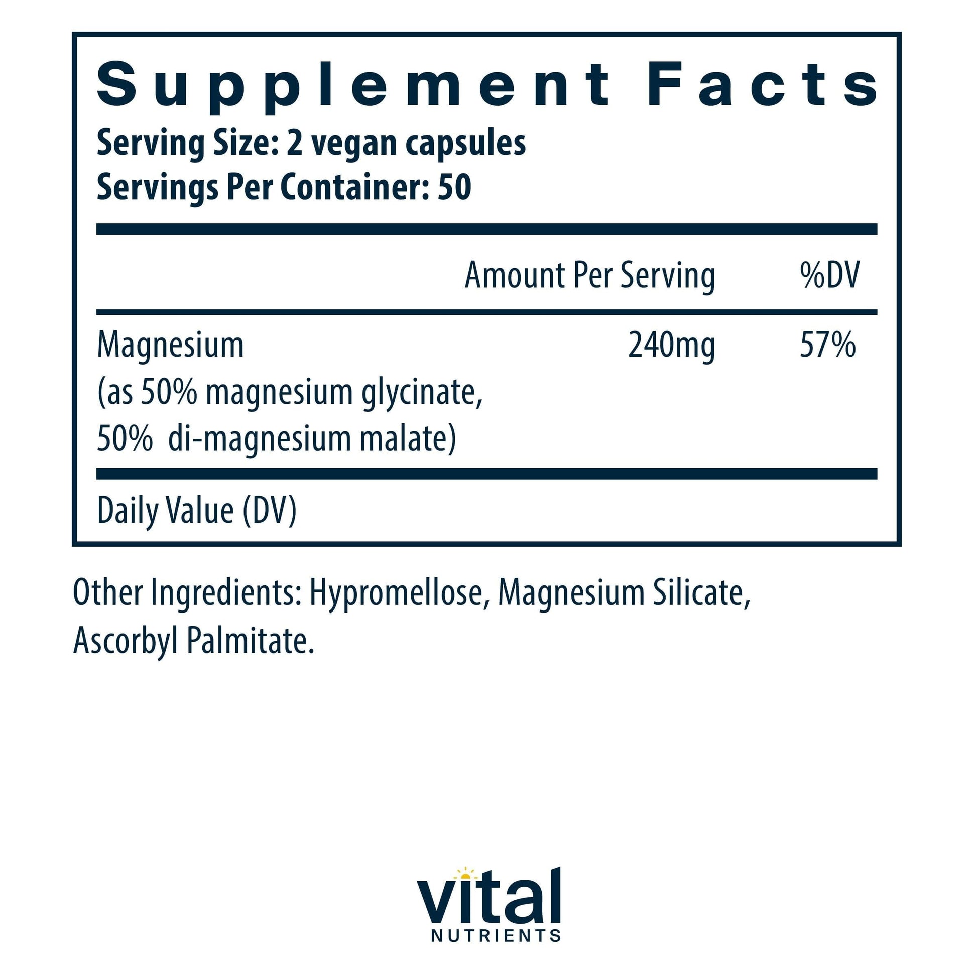Vital Nutrients Magnesium Glycinate + Malate - 120mg Vegan Magnesium Supplement for Women and Men - Muscle, Heart, Bone Support* - Promotes Relaxation - Gluten, Dairy and Soy Free - 100 Capsules Vital Nutrients Au supplements