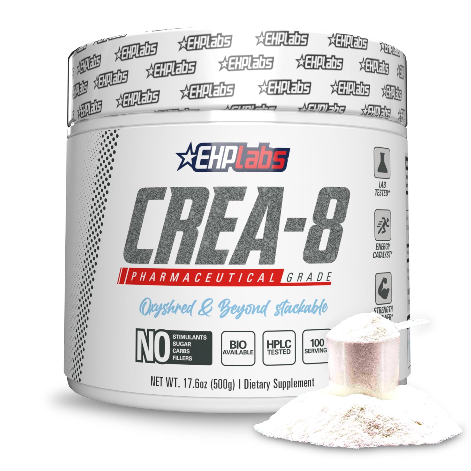 EHP Labs CREA-8 Micronized Creatine Monohydrate Powder - Unflavored Creatine Powder for Muscle Growth, Increased Strength, Enhanced Energy Output and Improved Performance - 100 Servings (500g) EHP Labs Au supplements