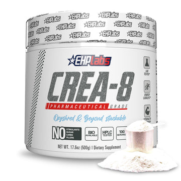 EHP Labs CREA-8 Micronized Creatine Monohydrate Powder - Unflavored Creatine Powder for Muscle Growth, Increased Strength, Enhanced Energy Output and Improved Performance - 100 Servings (500g) EHP Labs Au supplements
