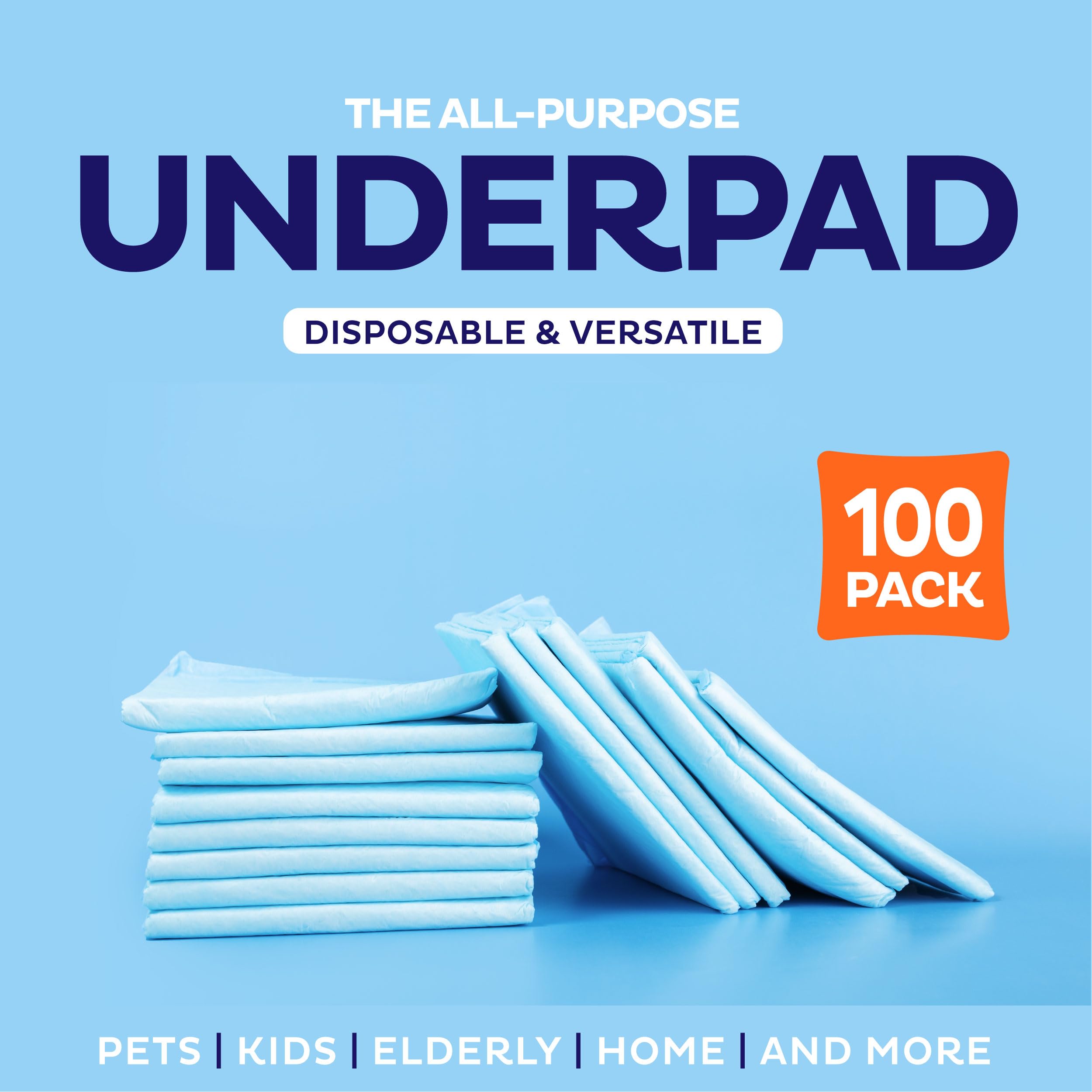 Chucks Pads Disposable [100-Pack] Underpads 17"x 24" Incontinence Chux Stack Man Au supplements