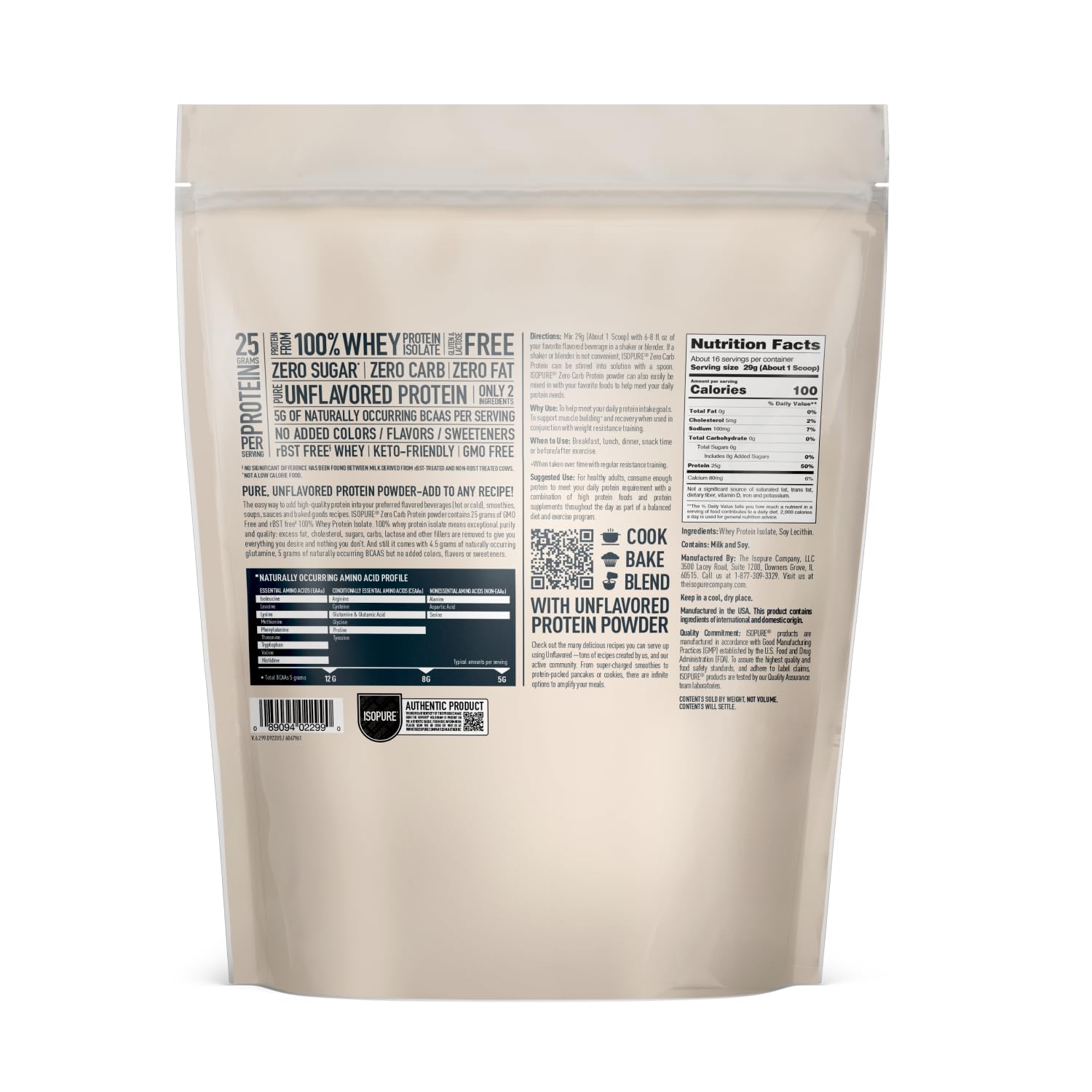 Isopure Unflavored Protein, Whey Isolate, 25g Protein, Zero Carb & Keto Friendly Isopure Au supplements