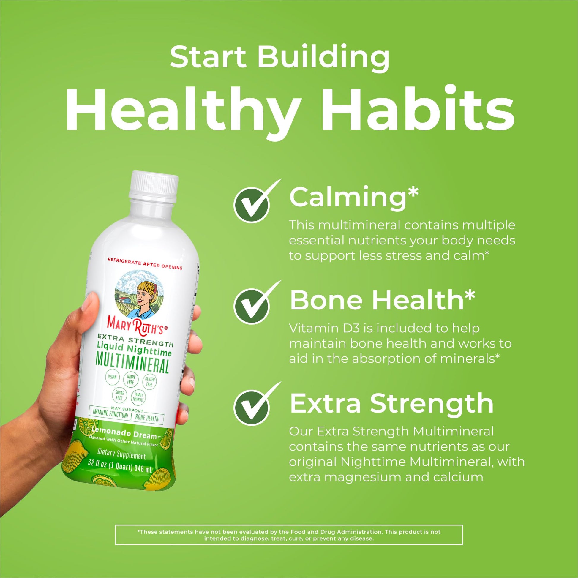 MaryRuth Organics Extra Strength Nighttime Liquid Multimineral | Sugar Free | Calm Magnesium Citrate | NO Melatonin | Calcium Magnesium Zinc | Muscle Relaxation | Lemonade Flavor | Vegan | 32 Serving MARYRUTH'S Au supplements