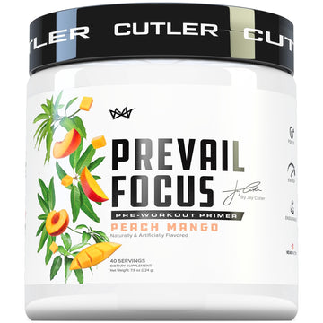 Prevail Pre Workout Powder with Nootropics: Pre Workout for Men and Women, Cutting Edge Energy and Focus Supplement with L Citrulline, Alpha GPC, L Tyrosine, Neurofactor | Peach Mango, 40 Servings Cutler Nutrition Au supplements