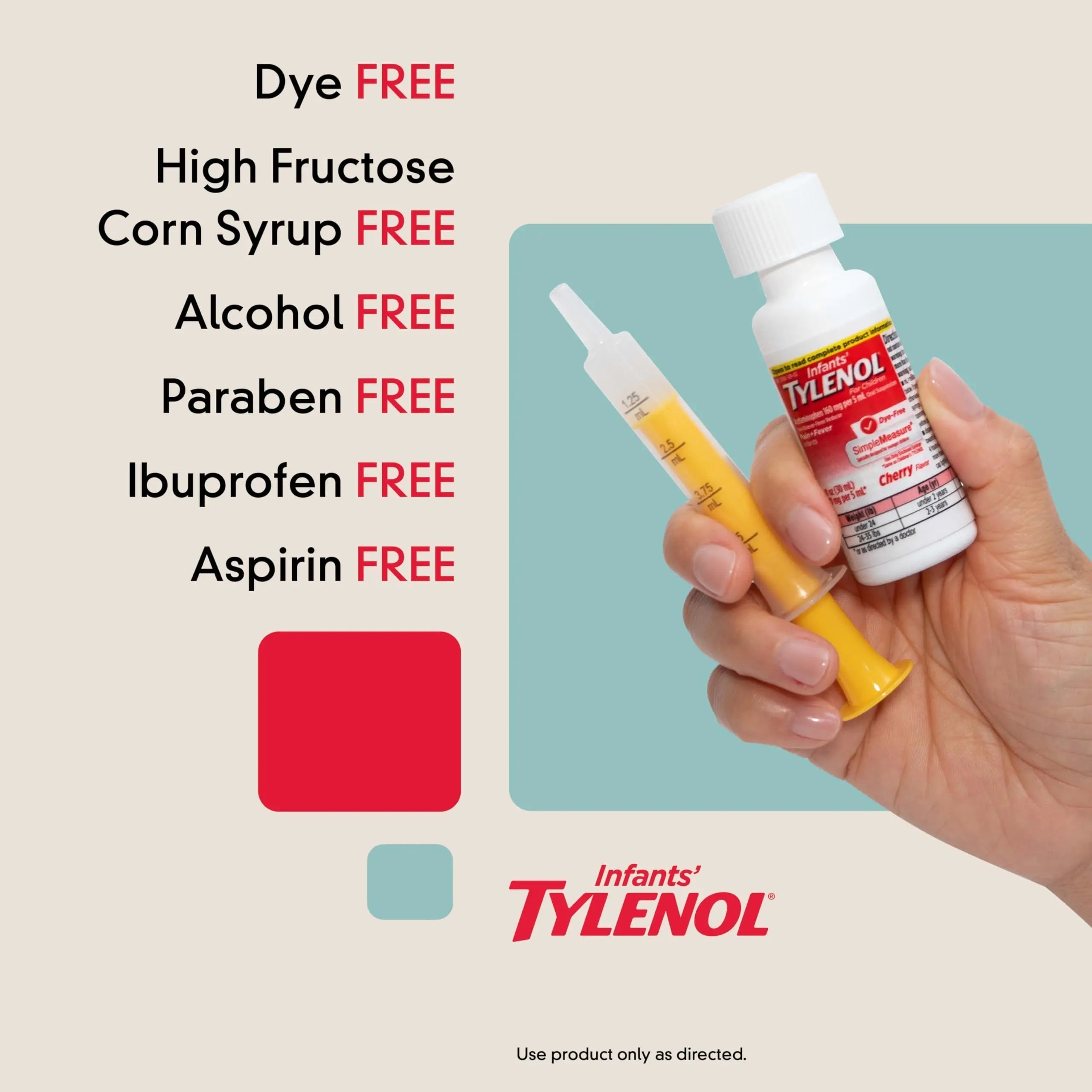 Infants' Tylenol Liquid Pain Reliever and Fever Reducer Medicine, Acetaminophen Oral Suspension for Sore Throat, Headache & Teething, Kids Fever Reducer; Dye-Free Cherry Flavor, 2 fl oz, Pack of 1 Tylenol Au supplements