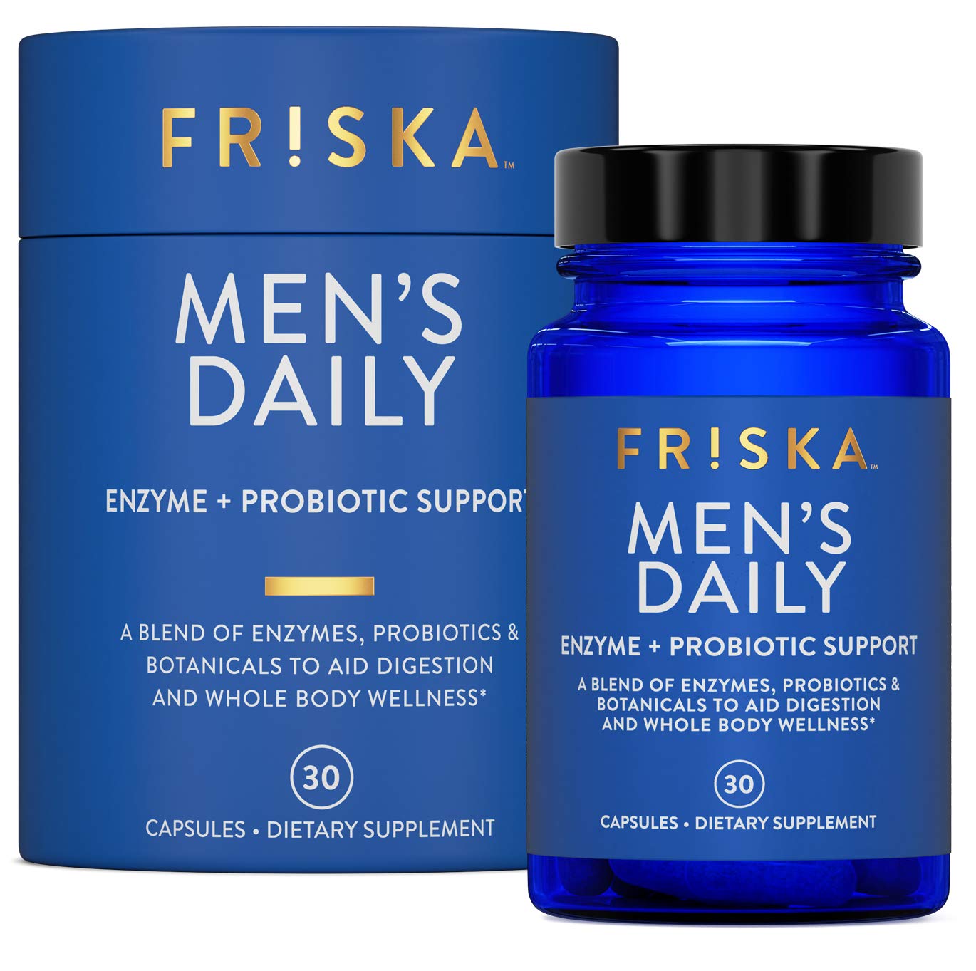 Friska Daily Digestive Enzymes with Probiotics for Men - Helps Break Down Protein, Fat & Carbs, Reduces Bloating & Gas, with Vitamins B6 & B12, 30 Capsules FR!SKA Au supplements