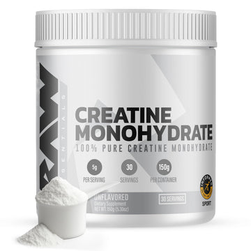 RAW Nutrition Creatine Monohydrate Powder, Unflavored (30 Servings) - Micronized Creatine Monohydrate Supplement for Workout Performance, Build Muscle & Strength - Creatine Powder for Men & Women RAW Au supplements