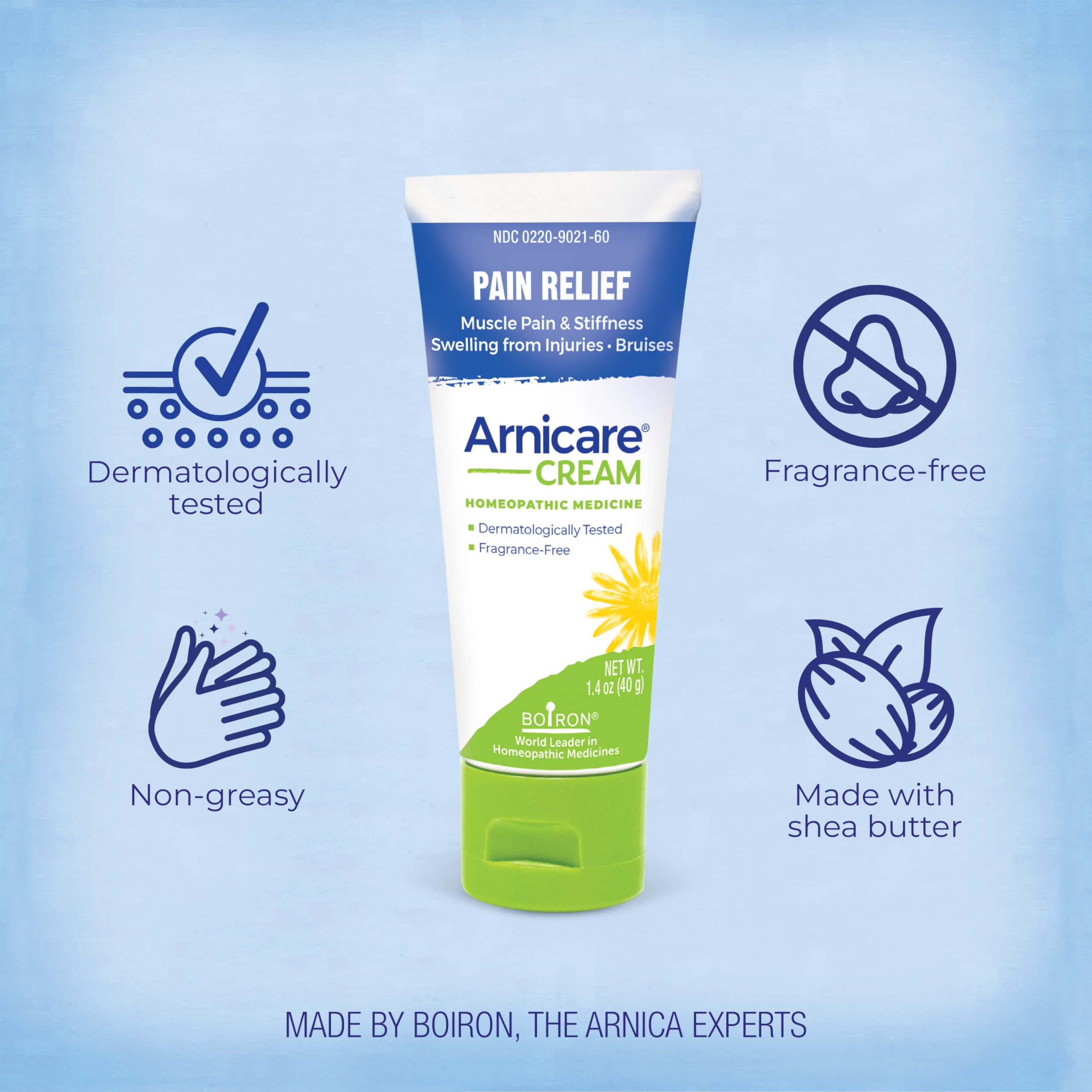 Boiron Arnicare Cream for Relief for Joint Pain, Muscle Pain, Muscle Soreness, and Swelling from Bruises or Injury - Fast Absorbing and Fragrance-Free - 1.3 oz Boiron Au supplements