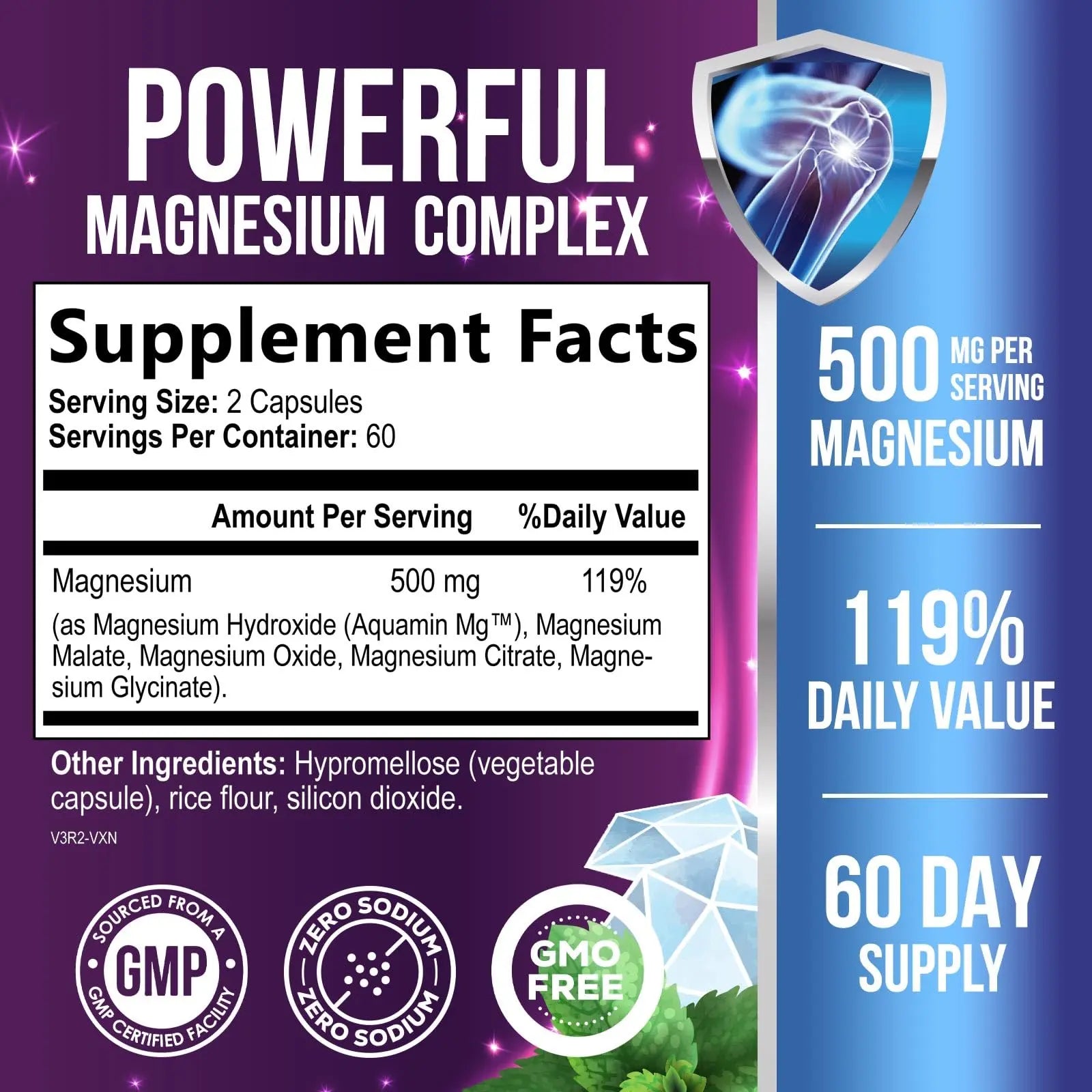 Magnesium Complex Capsules - 500mg per Serving Magnesium - High Absorption Chelated Mineral Supplement - with Oxide, Glycinate, Malate, Citrate for Muscle Bone and Heart Health Support - 120 Capsules Health Nutrition Naturals Au supplements