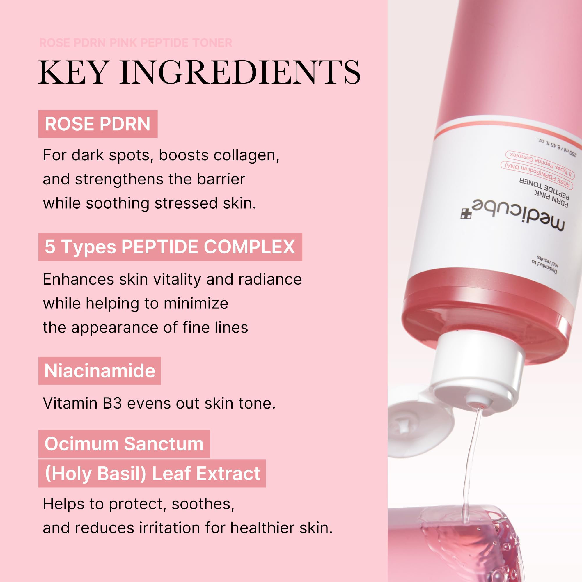 medicube PDRN Toner Rose PDRN Peptide Toner | Lightweight & Watery Type for Skin Boosting, Soothing and Calming, Uneven Skin Tone | with Rose, Peptide, Niacinamide | Korean Skincare, 8.45 fl.oz medicube Au supplements