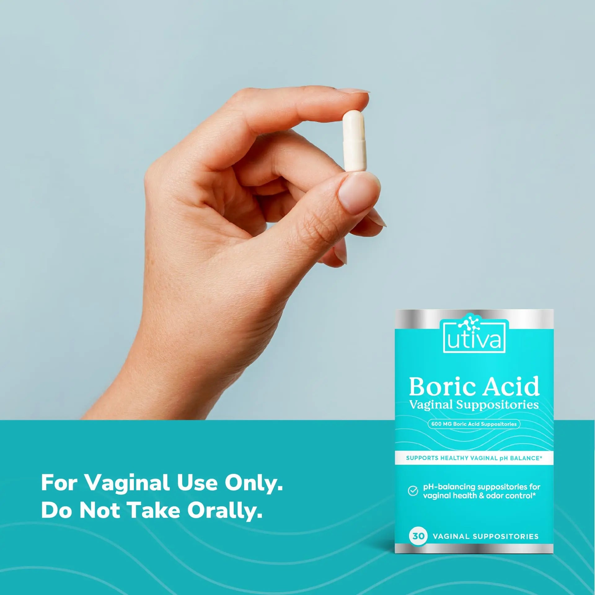 10% Bundle Utiva Boric Acid - 600mg 30-Boric Acid Vaginal Suppositories to Lower pH and Support Vaginal Health + Utiva Suppository Applicators – Hygienic Individually Wrapped 15 Vaginal Applicators Szio+ Au supplements