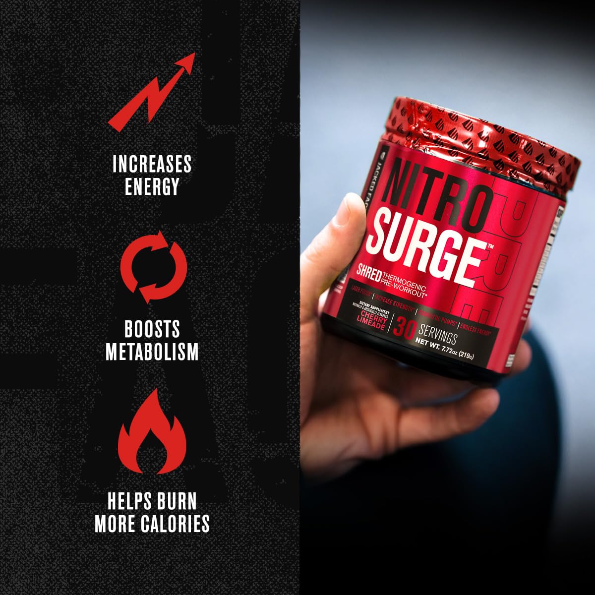 Jacked Factory NITROSURGE Shred Pre Workout Supplement - Energy Booster, Instant Jacked Factory Au supplements