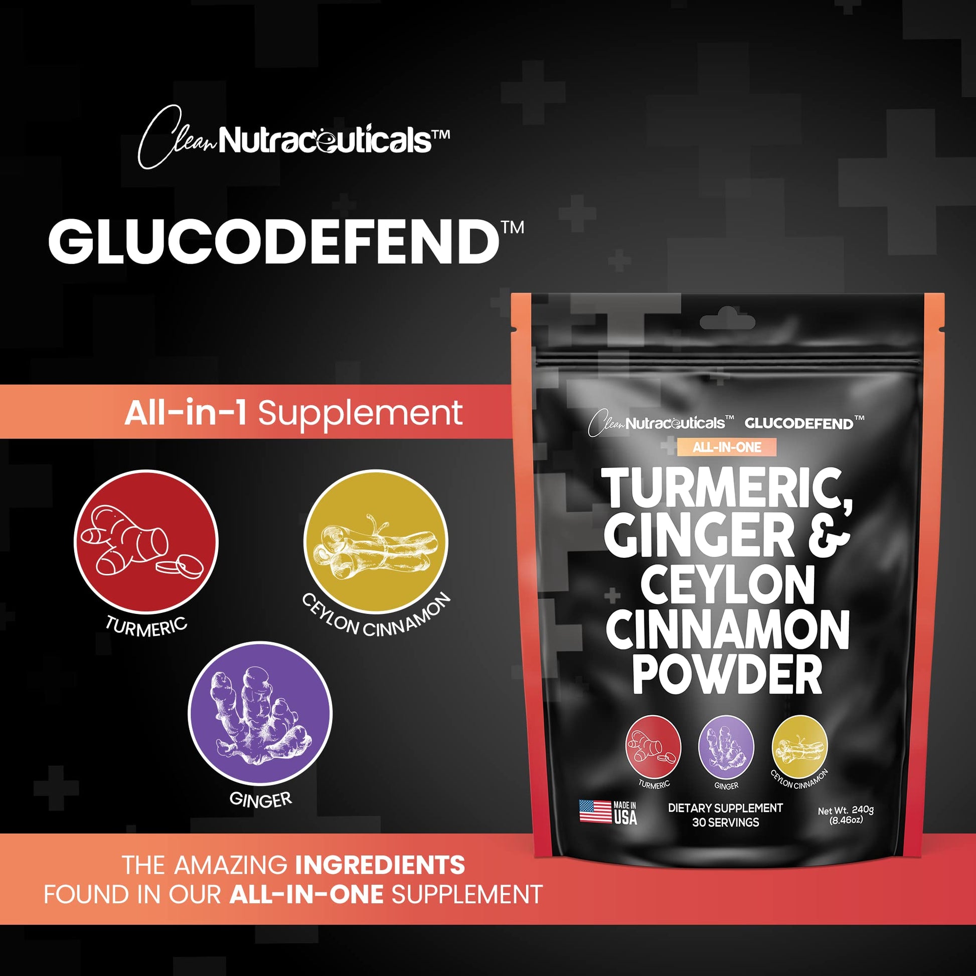 3in1 Turmeric Curcumin Ginger Root & Ceylon Cinnamon Powder Suppleme Clean Nutraceuticals Au supplements