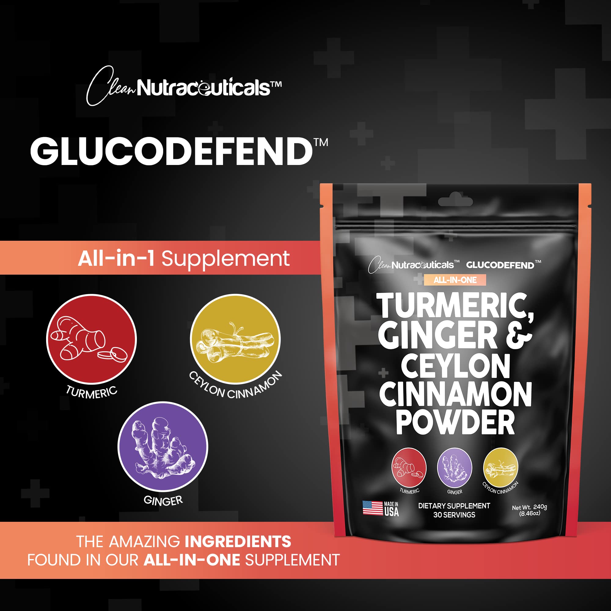3in1 Turmeric Curcumin Ginger Root & Ceylon Cinnamon Powder Suppleme Clean Nutraceuticals Au supplements