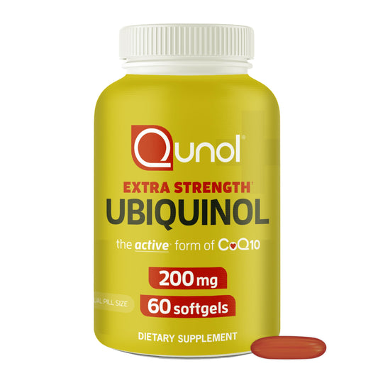 Qunol 200mg Ubiquinol, Powerful Antioxidant for Heart and Vascular Health, Essential for energy production, Natural Supplement Active Form of CoQ10, 60 Count QunolUS supplements