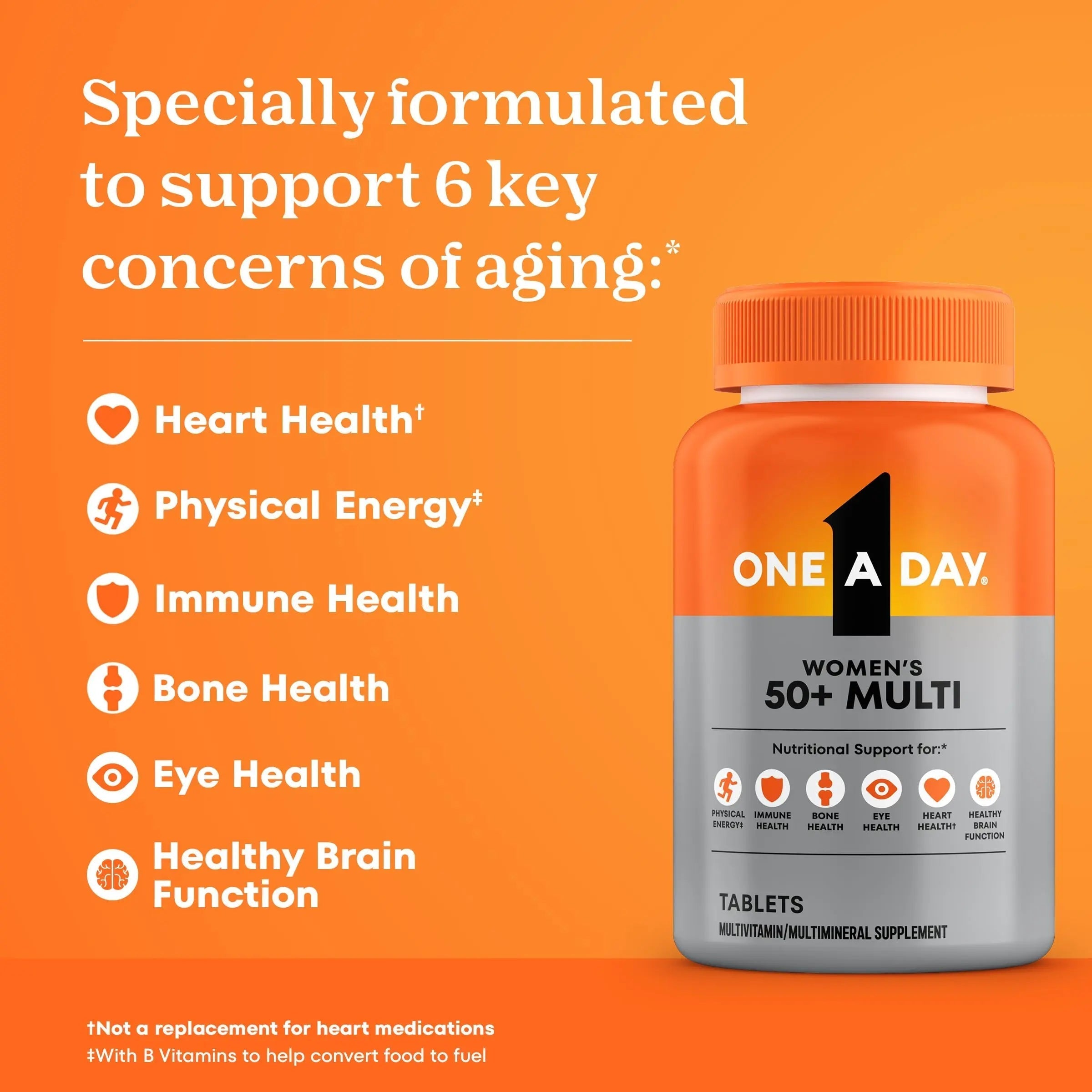 One A Day Multivitamin for Women 50 and Over Tablets, Womens Multivitamin 50 plus with Vitamins D, C, E, Zinc & Biotin, Daily Vitamins for Woman 50+, 65 Ct ONE A DAY Au supplements