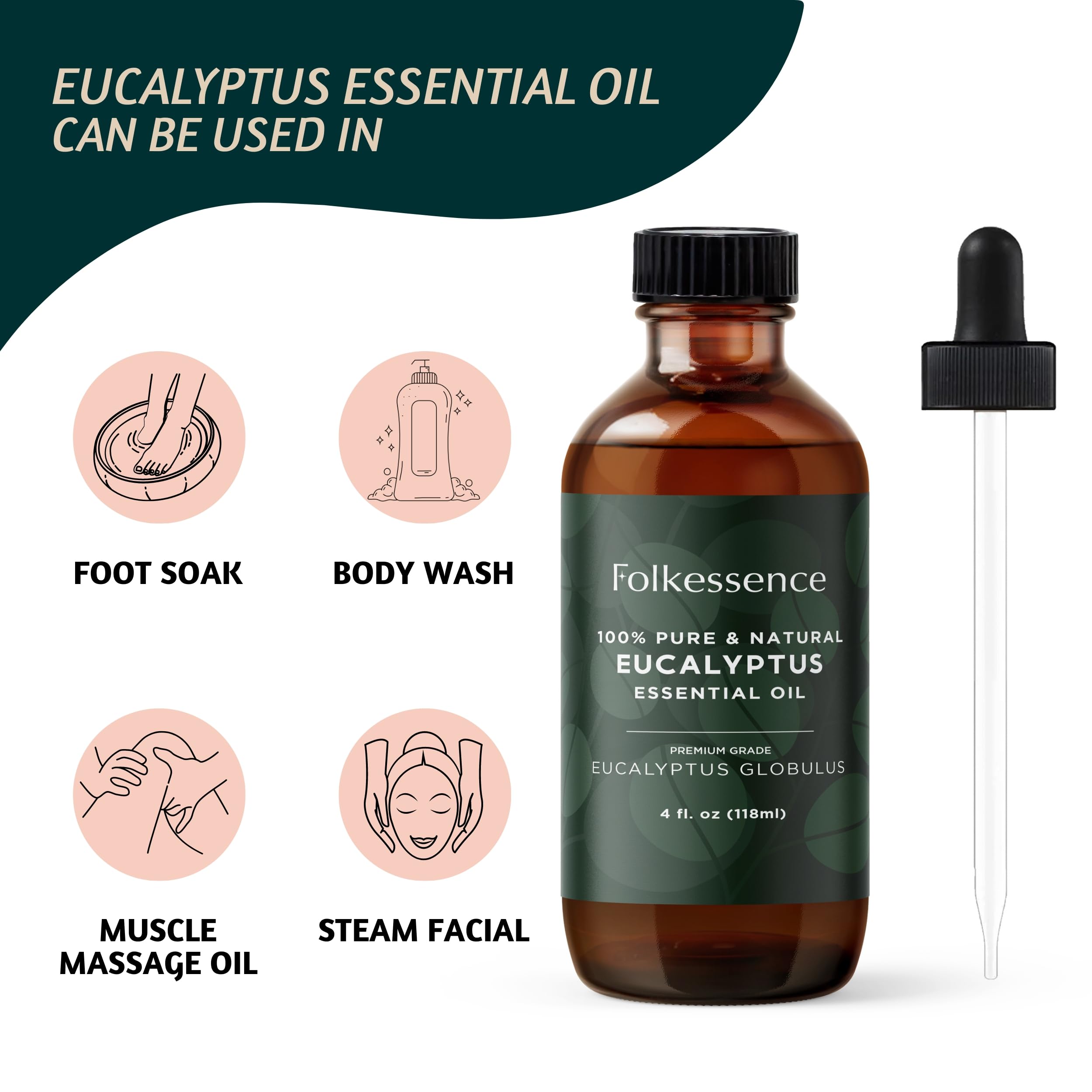 Folkulture Eucalyptus Essential Oil for Diffuser - 4 Fl Oz - 100% Pure, Natural and Undilluted Essential Oil Folkulture Au supplements