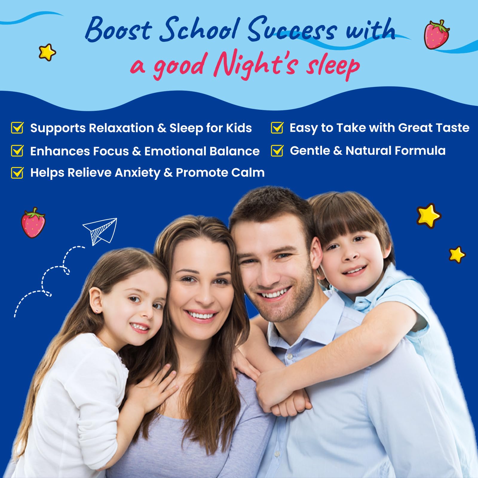 Magnesium Glycinate Gummies for Kids - with L-Theanine, Omega-3, Vitamin B6, D3, Zinc - Kids Magnesium Gummies for Sleep, Relaxation, Calm & Focus - Sugar Free Strawberry 60ct Hovika Au supplements