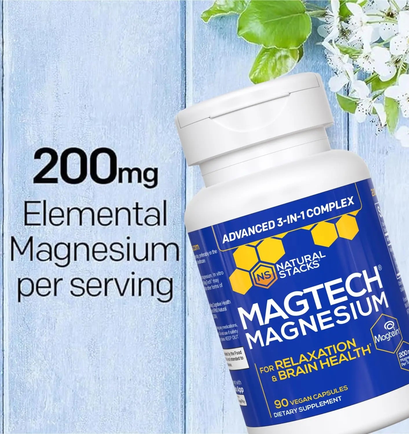 MagTech Magnesium Complex for Women & Men - 3 Forms of Magnesium: Glycinate, Magtein L-Threonate & Taurate - 200mg Chelated Complex - Support for Relaxation & Brain Health - 90 Glycinate Capsules NATURAL STACKS Au supplements