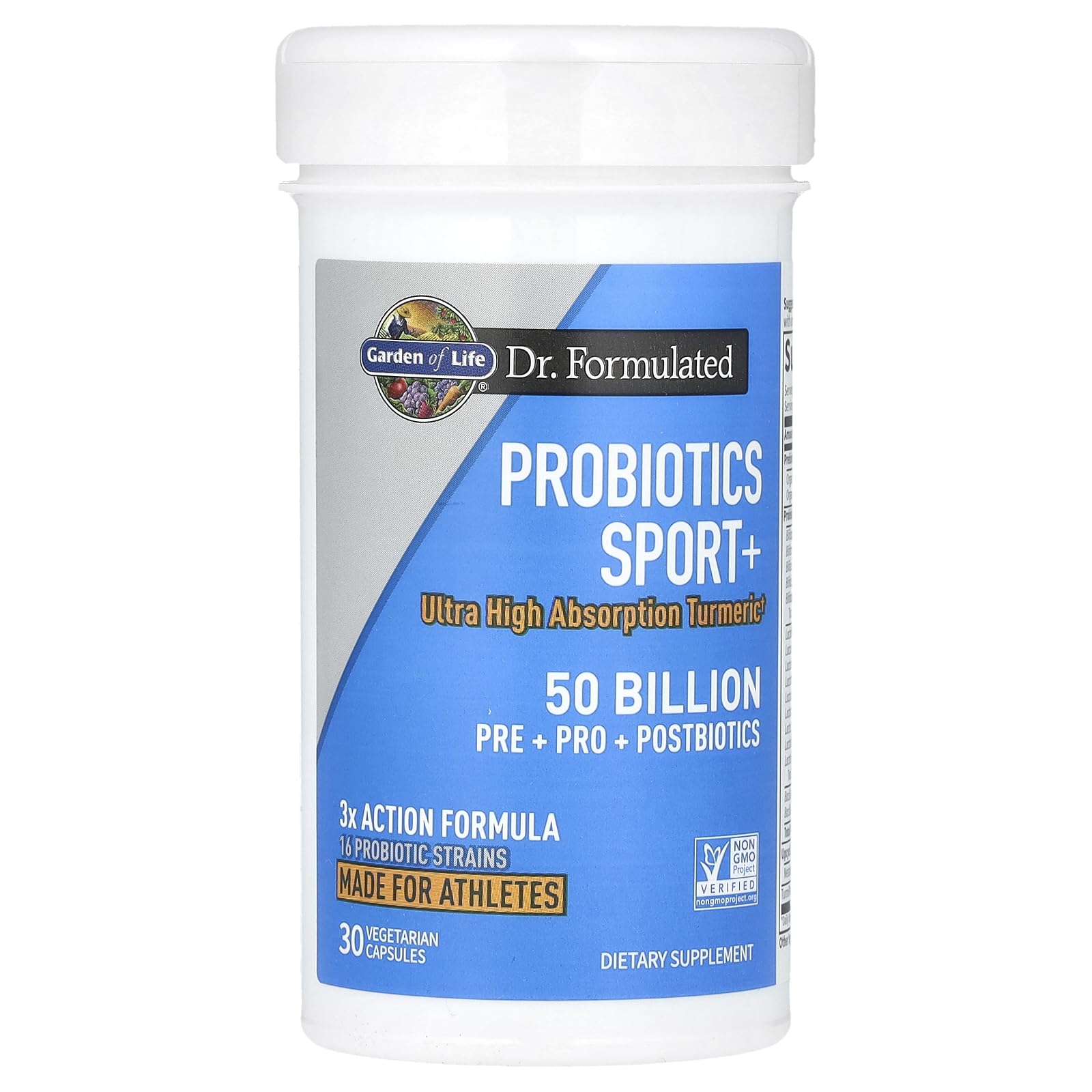 Garden of Life Dr Formulated Sport Probiotics Digestive Supplement, Organic Prebiotics for Women & Men Athletes, Clinically Studied Turmeric Curcumin, 50 Billion CFU, Gut Health, Acidophilus, 30ct Garden of Life Au supplements