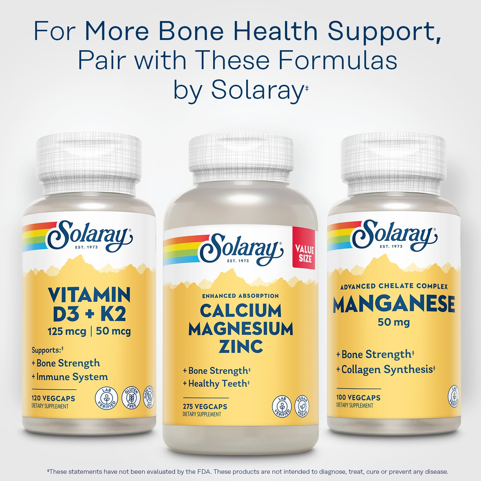 SOLARAY Manganese Supplement 50 mg - Essential Trace Minerals - Advanced Trace Mineral Supplements for Bone Strength and Bone Health Support - Lab Verified, 60-Day Guarantee, 100 Servings, 100 VegCaps SOLARAY Au supplements