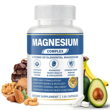 1000mg Magnesium Complex 8 in 1 for Women & Men – Magnesium Glycinate, Citrate, Malate, Taurate, Oxide, Carbonate, Aspartate, Orotate – Vegan Non-GMO, for Sleep, Fatigue & Heart Health, 120 Capsules BOSNETHUINH Au supplements