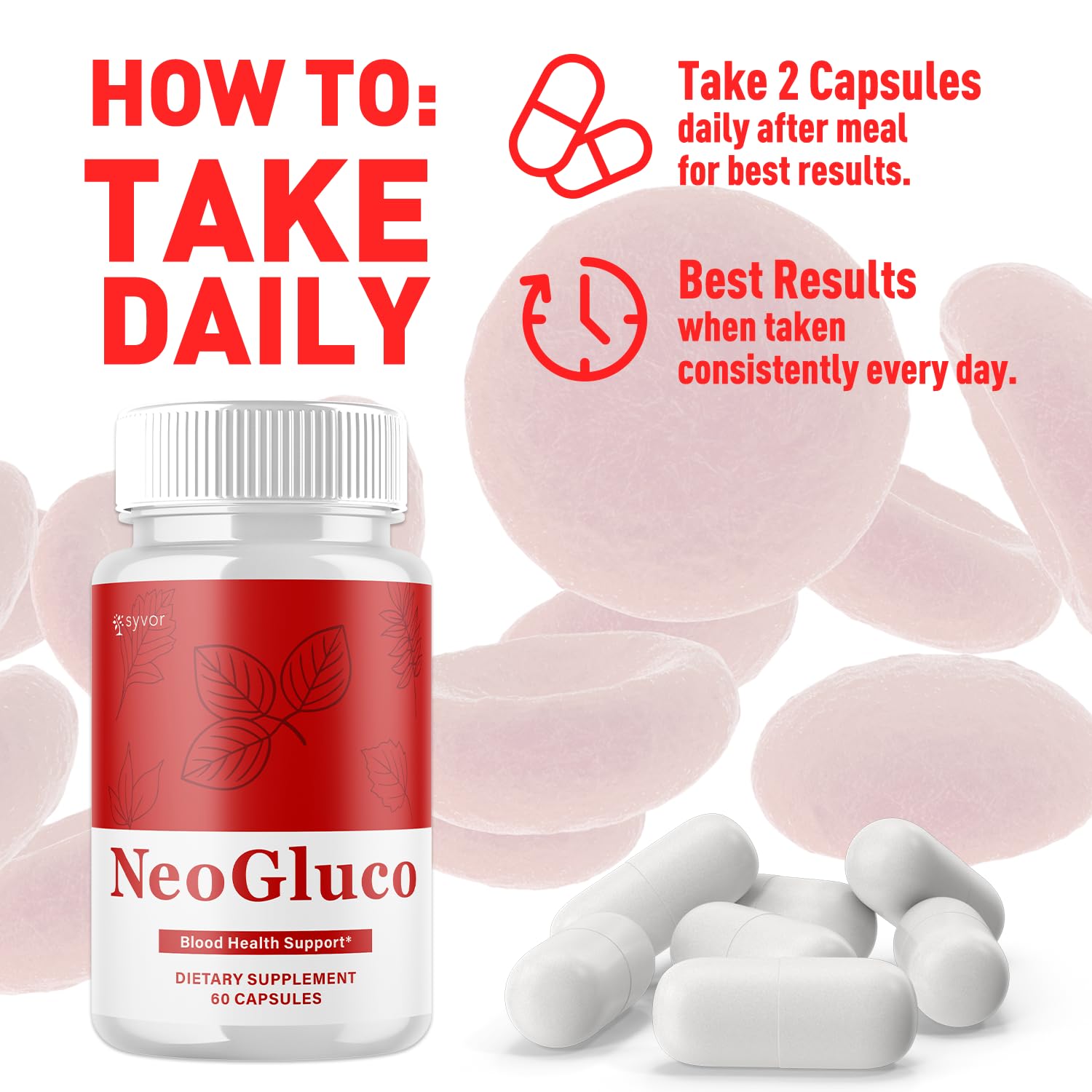 (2 Pack) NeoGluco Capsules, Official NeoGluco Glycogen Support Pills with All Natural Ingredients, Advanced Formula Health Supplement with Max Strength Premium Vitamins for Women & Men (120 Capsules) Syvor Au supplements