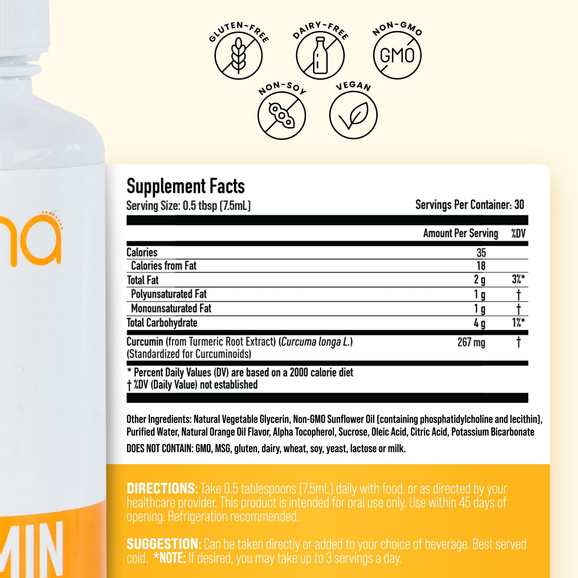 Manna Vitamins Evolved Liposomal Liquid Curcumin for Advanced Absorption Best Turmeric Supplement for Daily Joint & Immune Health Support - Vegan, Non-GMO, 95% Curcuminoids (1 Pack) Manna Vitamins Evolved Au supplements