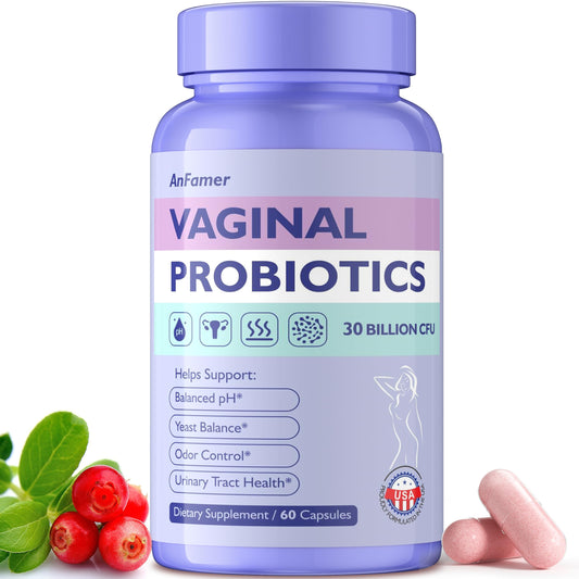 AnFamer Vaginal Probiotics for Women Female,Promotes Ph Balance,Healthy Vaginal Odor & Flora,Urinary Tract Health with Prebiotics & Lactobacillus Probiotic AnFamerUS supplements