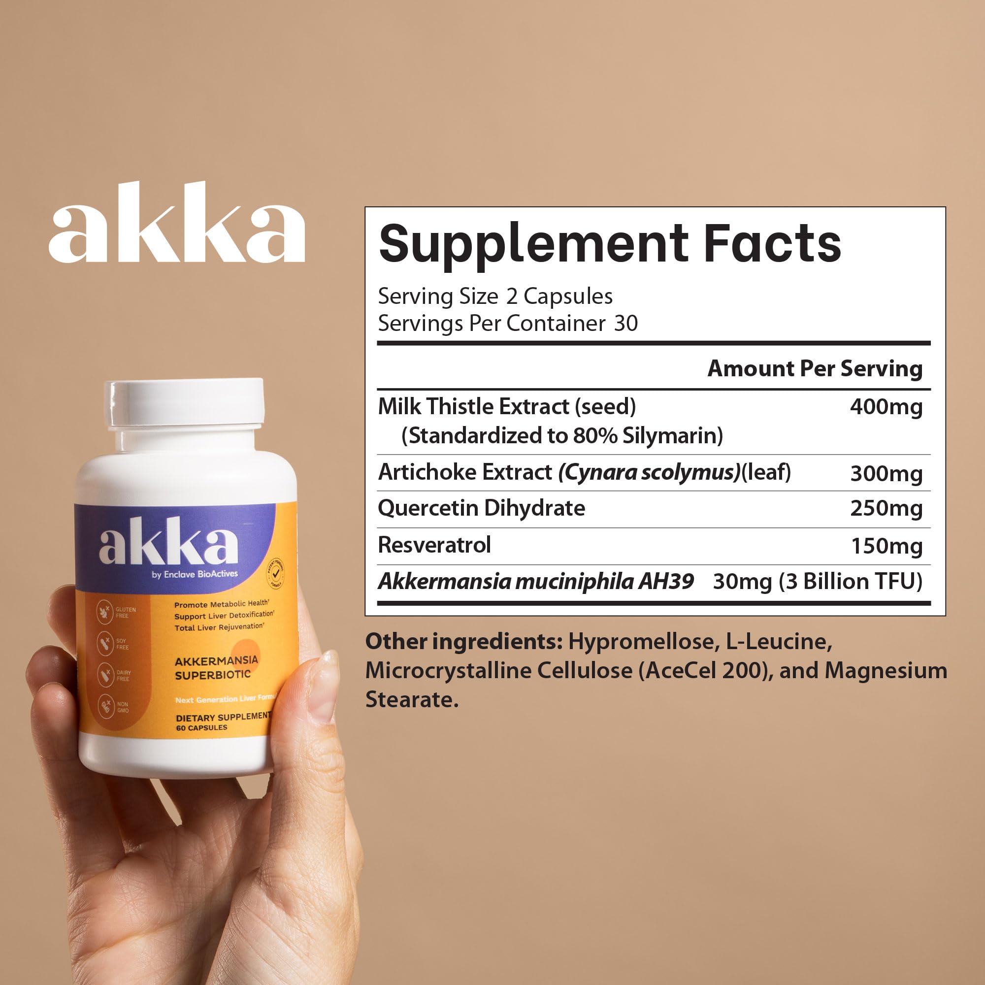 AKKA Premium Liver Cleanse Detox & Repair Superbiotic - Supports Liver Health & Function, Boosts Energy, Digestion & Metabolism with Bioavailable Pasteurized Akkermansia, Non-GMO, Gluten-Free, 60 Caps AKKA Au supplements