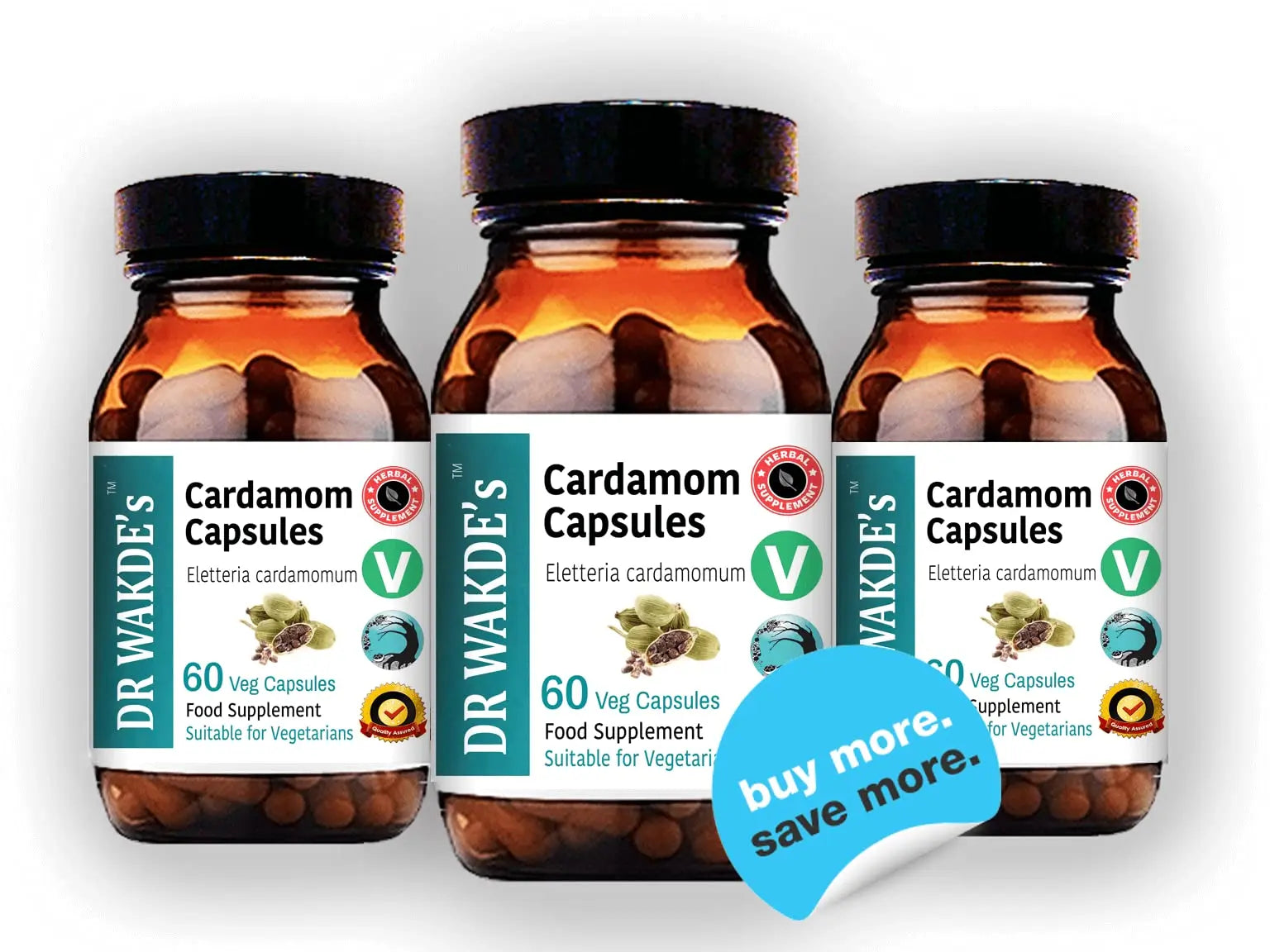 DR WAKDE'S Cardamom Capsules (60 Veg Caps, Plant-Based Supplement, Ayurvedic Herb, All Natural, Vegan) DR WAKDE's Au supplements