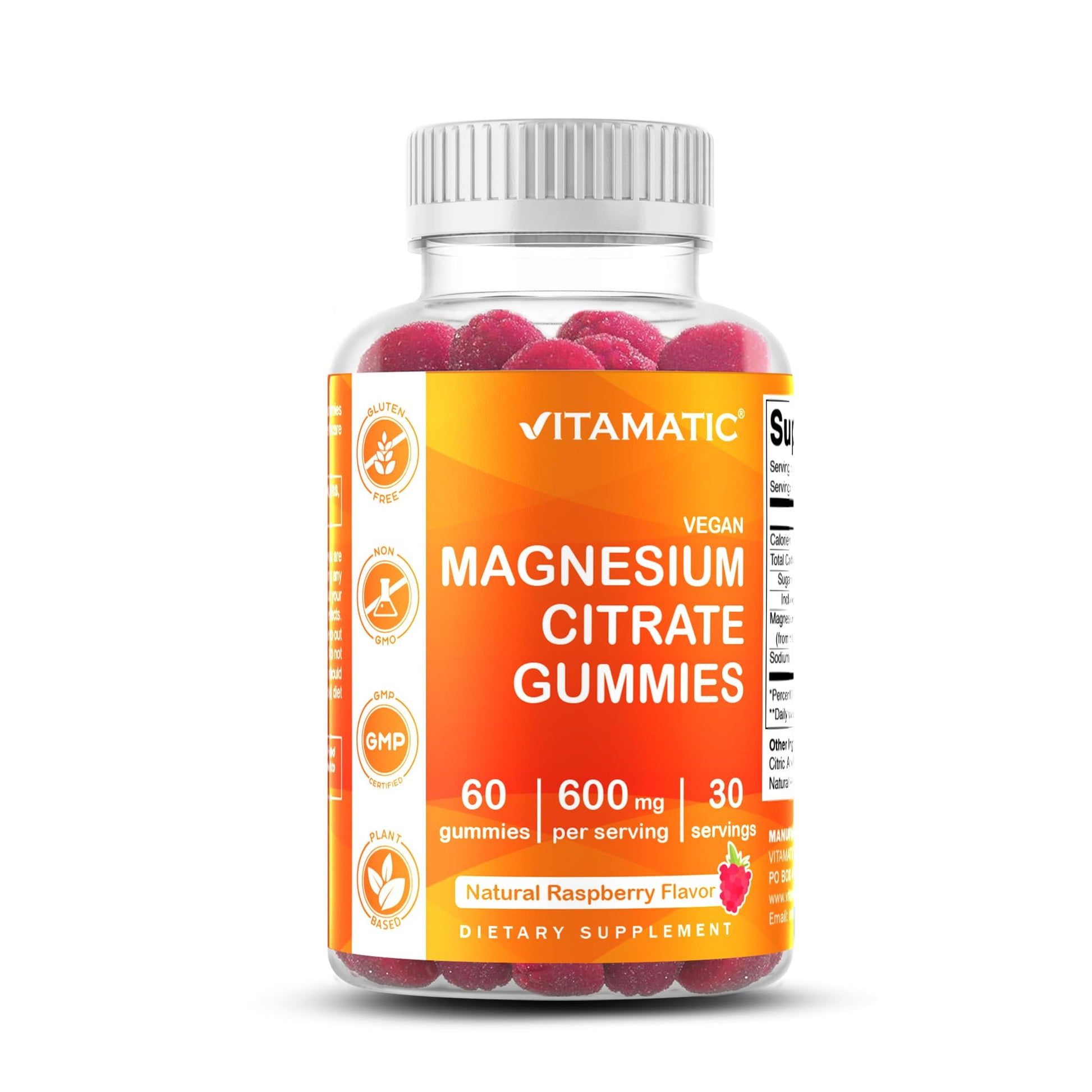 Vitamatic Magnesium Gummies 600mg per Serving – 60 Vegan Count for Relaxation, Muscle, Bone, and Energy Support Vitamatic Au supplements