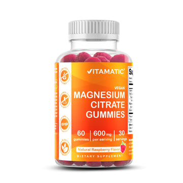 Vitamatic Magnesium Gummies 600mg per Serving – 60 Vegan Count for Relaxation, Muscle, Bone, and Energy Support Vitamatic Au supplements