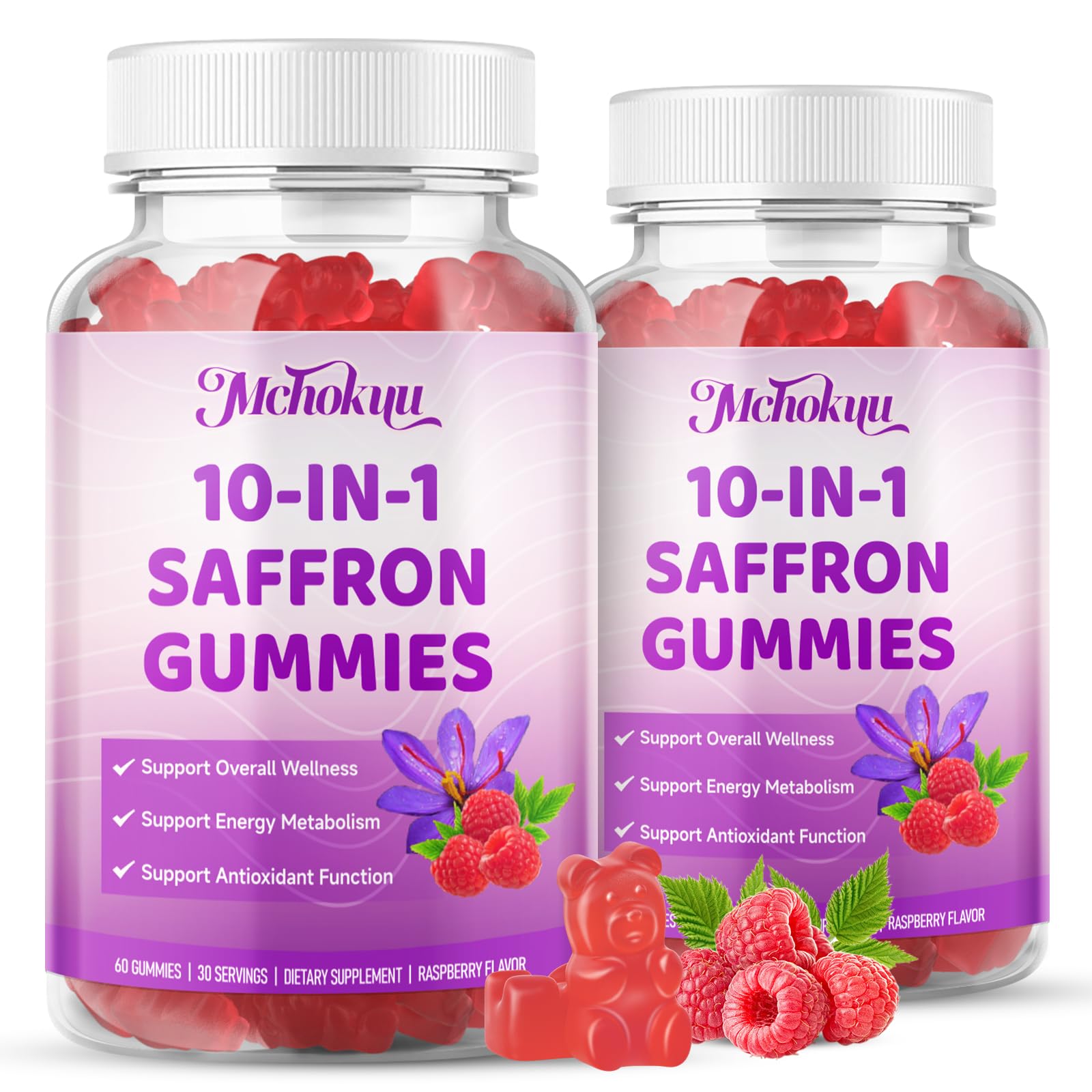 Saffron Supplement Gummies for Kids & Adults Supports Antioxidant Function with Ashwagandha, L-Theanine, Rhodiola Rosea, Lemon Balm, Vitamin D3, B6, Magnesium & Zinc – Raspberry Flavor, 60 Count Mchokuu Au supplements