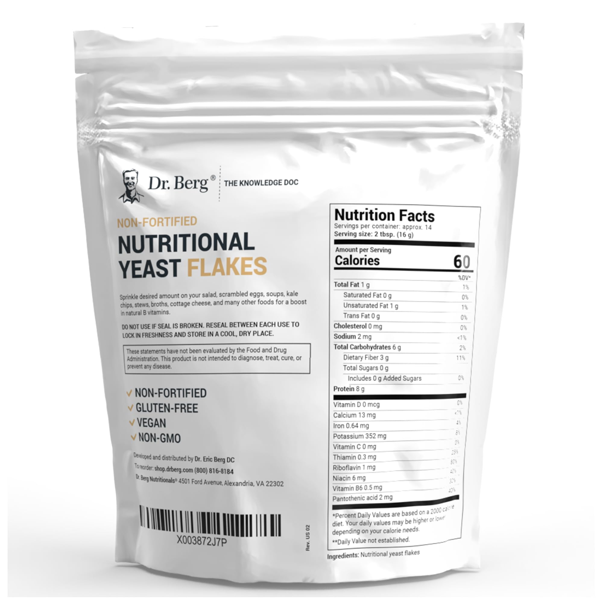 Dr. Berg Premium Nutritional Yeast Flakes - Delicious Non-Fortified Nutritional Yeast Dr. Berg Nutritionals Au supplements