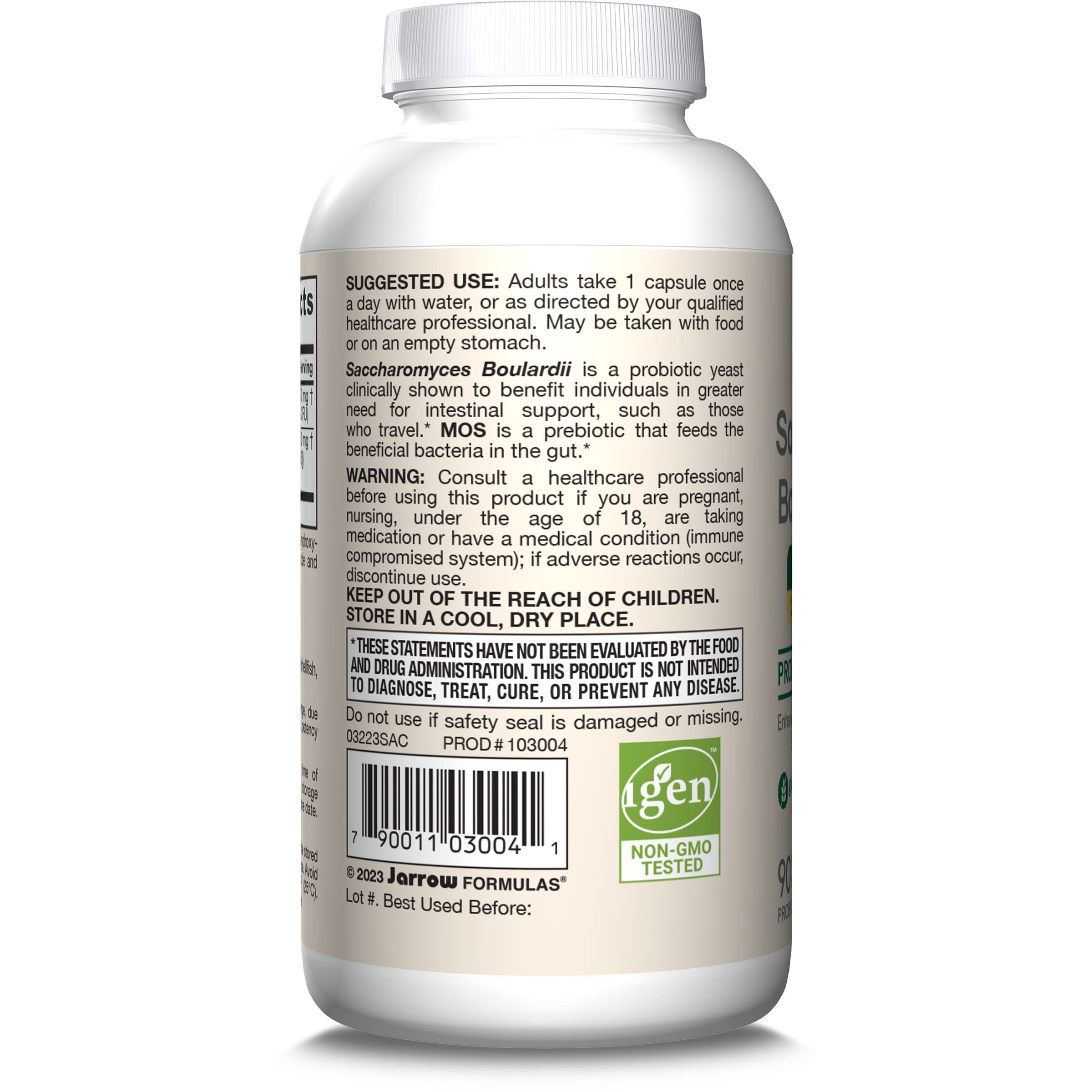Jarrow Formulas Saccharomyces Boulardii + MOS Probiotics for Digestive Health and Intestinal Tract Support - 5 Billion CFU Per Serving - 90 Delayed Release Caps - Probiotic + Prebiotic - 90 Servings Jarrow Formulas Au supplements