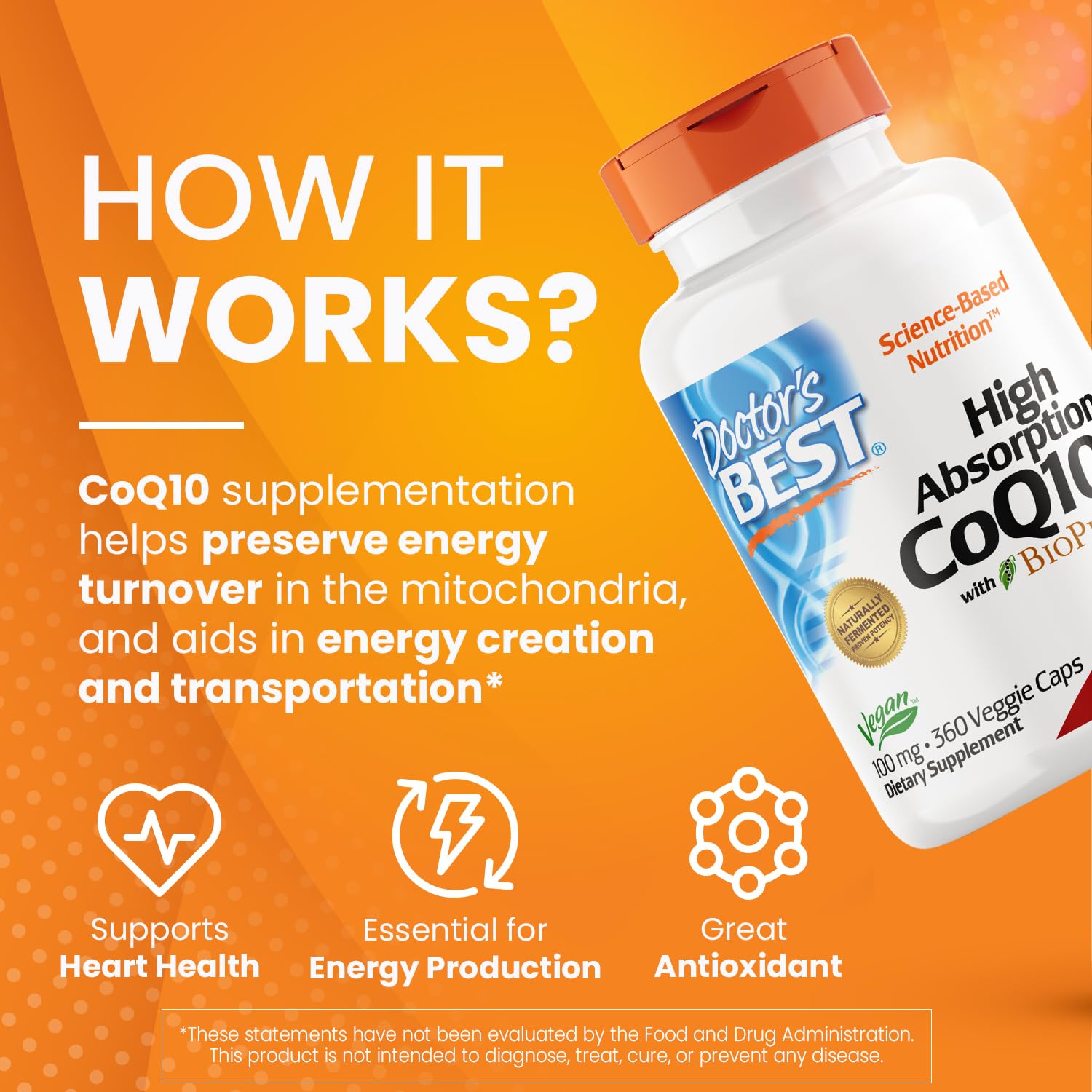 Doctor's Best High Absorption CoQ10 with BioPerine, Gluten Free, Naturally Fermented Doctor's BEST Au supplements