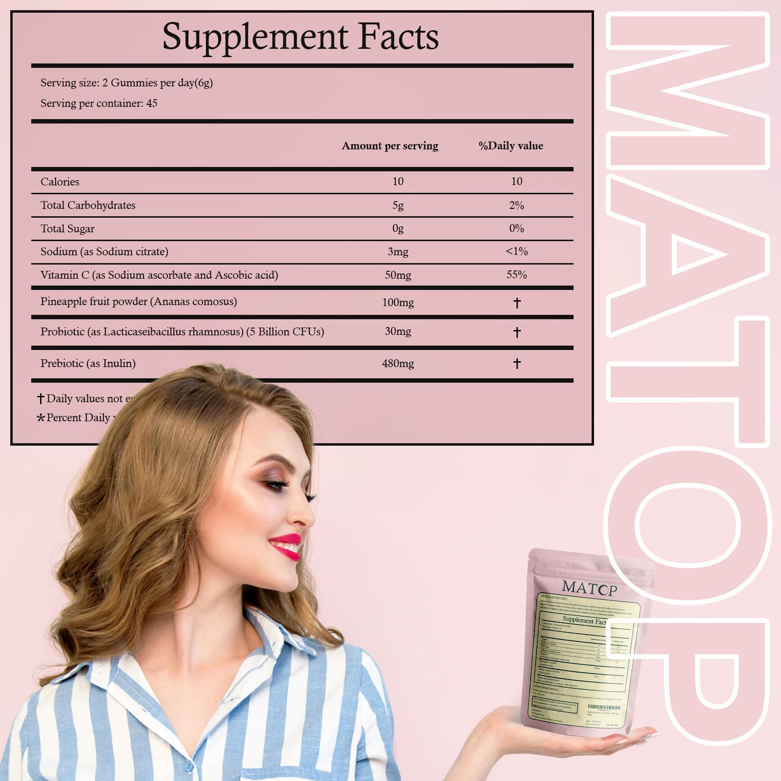 MATOP Probiotic Prebiotic pH Balance Gummies - Vaginal Health Gummies for Women Pro + Prebiotic with Pineapple Flavor, Vegan, Sugar-Free – 90 Gummies (45 Servings) MATOP Au supplements