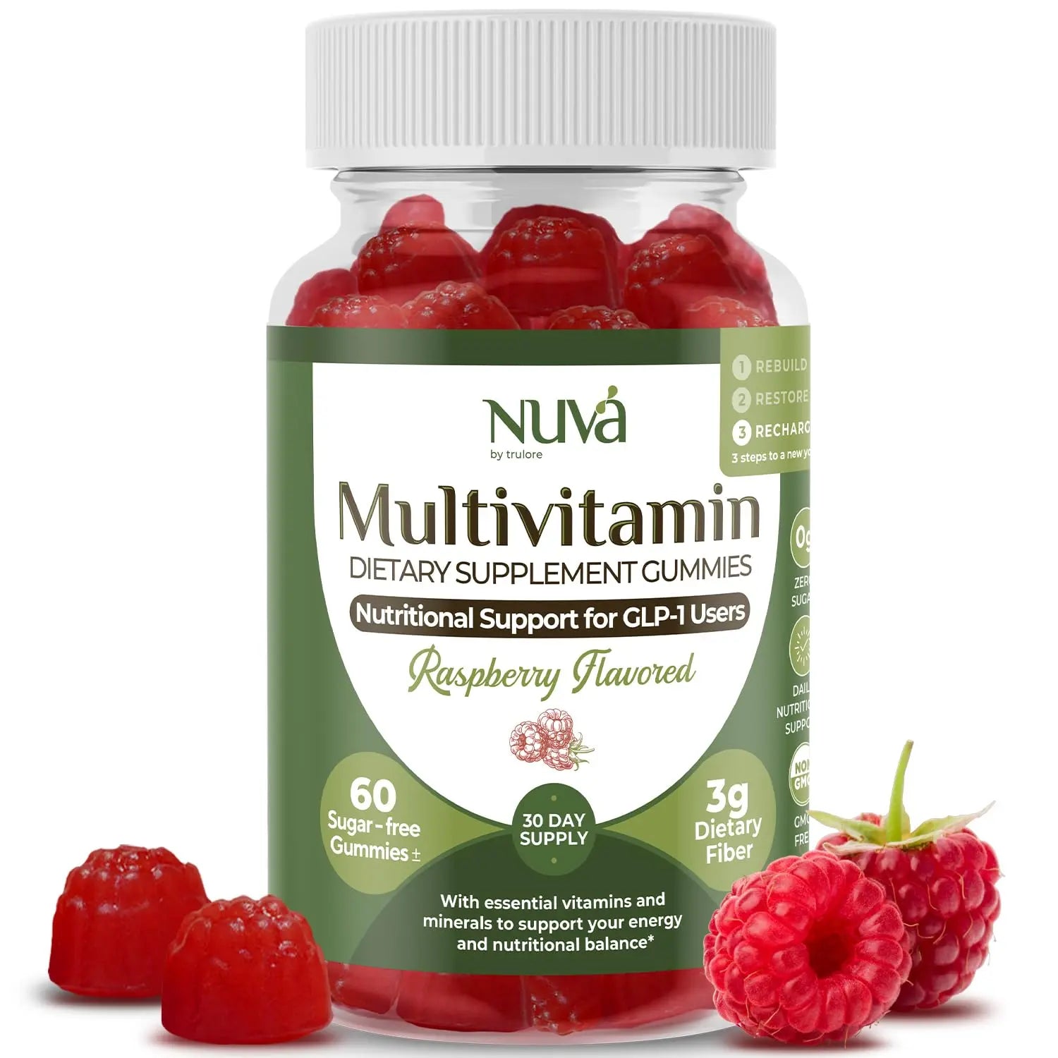 NuVa GLP-1 Support Multivitamin Gummies for Men & Women: Raspberry, Sugar-Free, 3g Fiber for Digestion & Gut Health NuVa Au supplements
