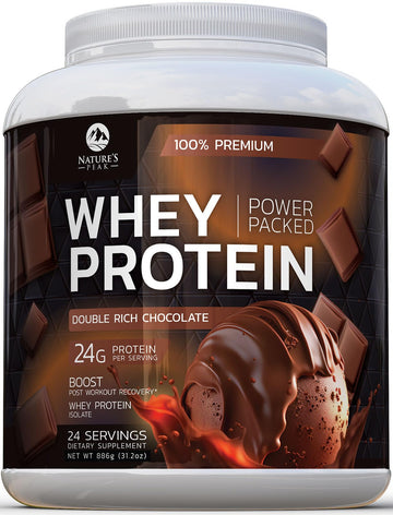 Nature's Premium 100% Whey Protein Powder, 24g of Protein, Double Rich Chocolate Nature's Peak Au supplements