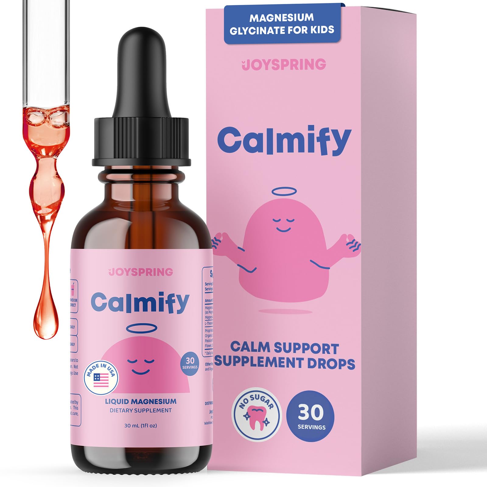 JoySpring Calmify Magnesium Glycinate for Kids | Liquid Magnesium with L-Theanine Supplement | Chamomile Extract & Passion Flower Extract | Sugar-Free Calm Drops | 1 fl oz (30 Servings) JoySpring Au supplements